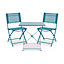Blooma Saba Biscay blue Metal 2 seater Table & chair set