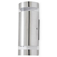 Blooma Standstead Grey Silver effect Mains-powered LED Outdoor Wall light 950lm