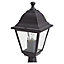 Blooma Varennes Black Mains-powered 1 lamp Halogen 4 faces Post lantern (H)370mm