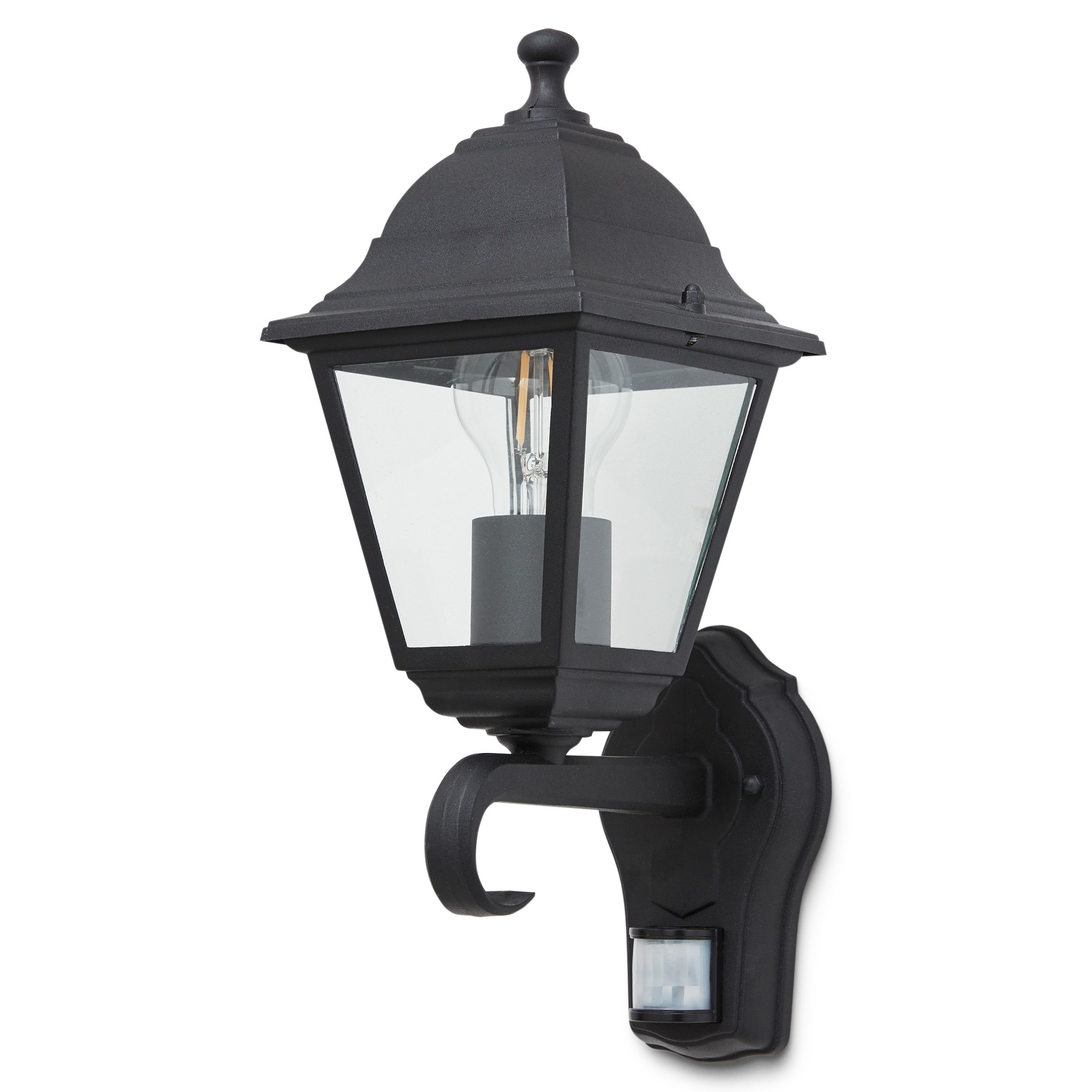 Blooma Varennes Matt Black Halogen PIR Motion Sensor Outdoor Lantern ...