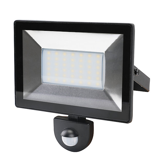 Blooma Weyburn Black Mains Powered Cool, Outdoor Led Flood Light With Motion Sensor