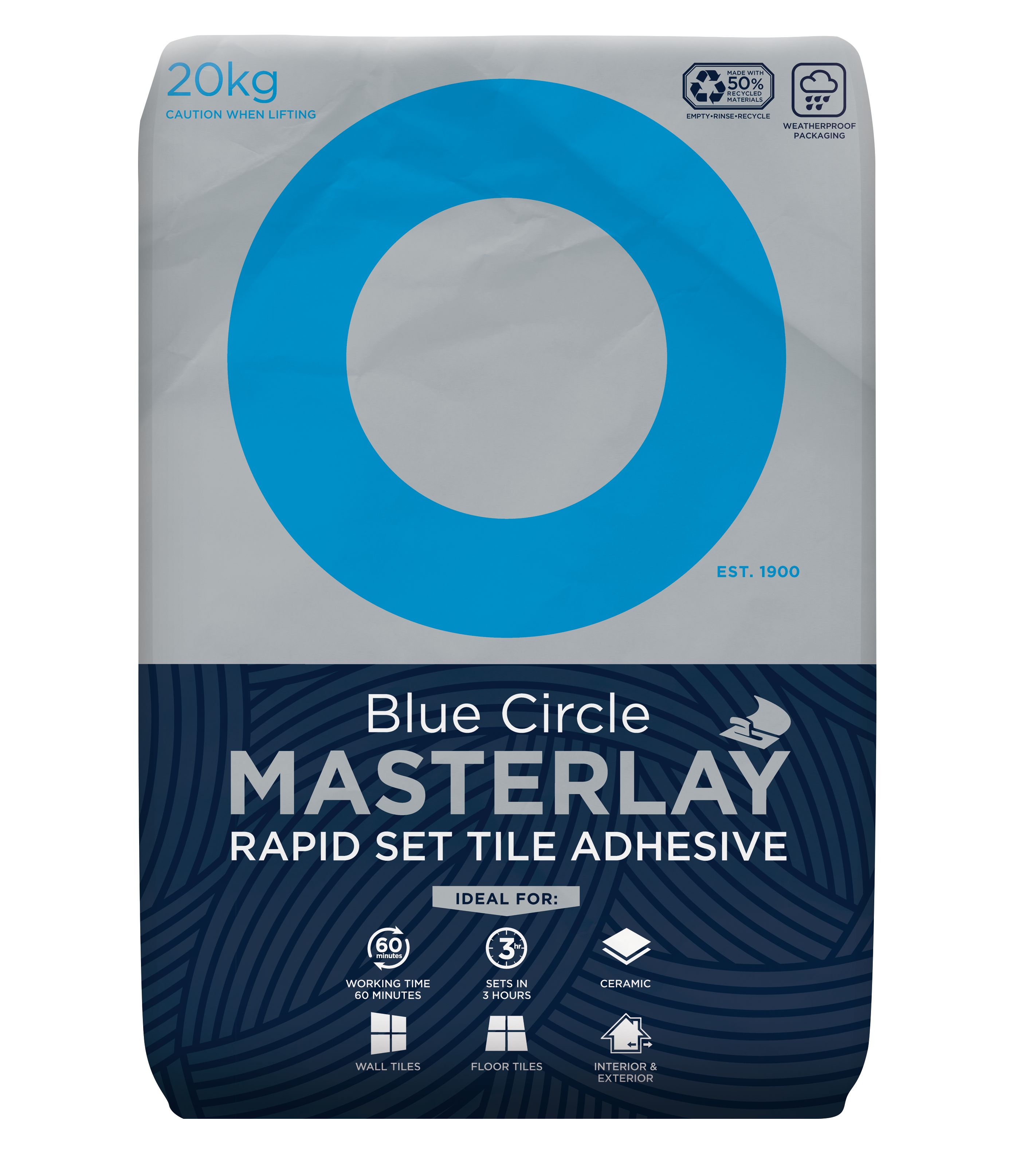 Blue Circle Masterlay Rapid Set Grey Wall & floor tile Adhesive, 20kg