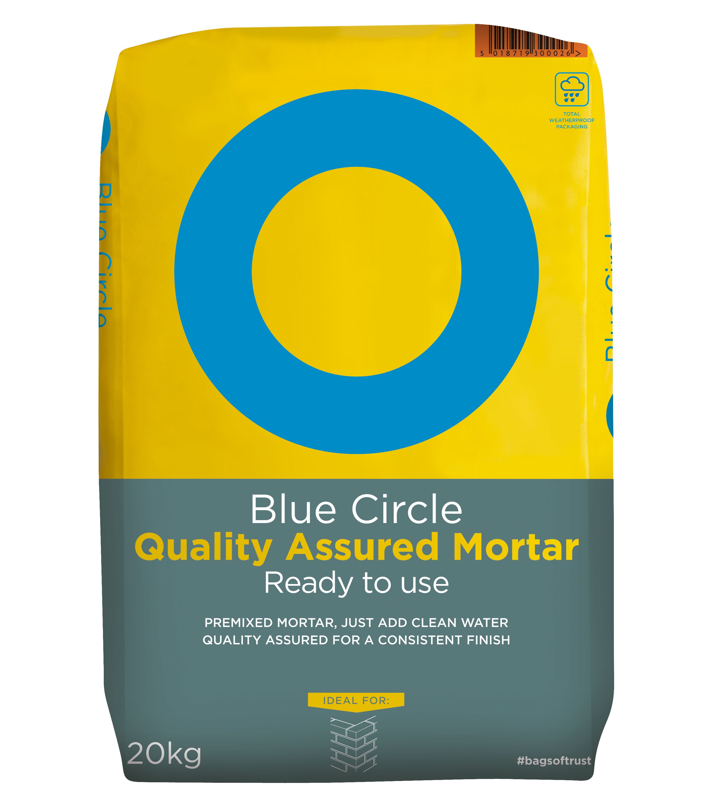 Blue Circle Quality assured Mortar, 20kg Bag - Ready mixed
