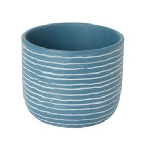 Blue coral Clay Striped Circular Plant pot (Dia)20cm