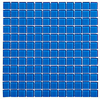 Blue Glass Mosaic tile sheet, (L)300mm (W)300mm