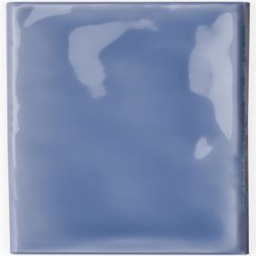 Blue Gloss Ceramic Wall Tile, Pack of 54, (L)245mm (W)75mm