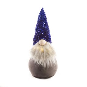 Blue Large Sequin hat Gnome Electrical christmas decoration