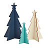 Blue Painted effect Cut out Table top tree, Set of 3