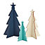 Blue Painted effect Cut out Table top tree, Set of 3