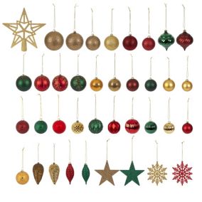 Blue Plastic Traditional Assorted Christmas bauble set, Set of 100