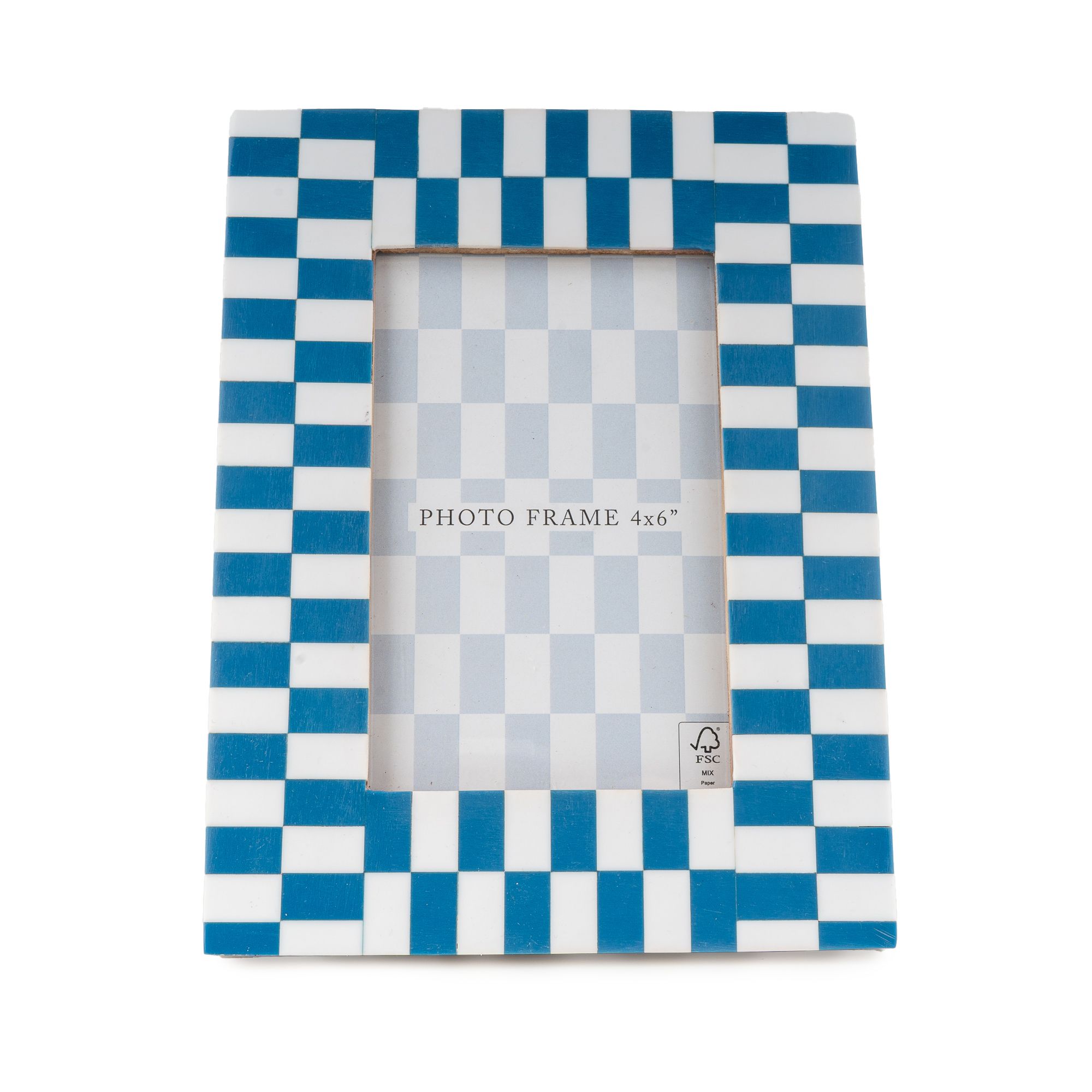 Blue & White Checkered Single Photo frame (H)21.5cm x (W)16.3cm