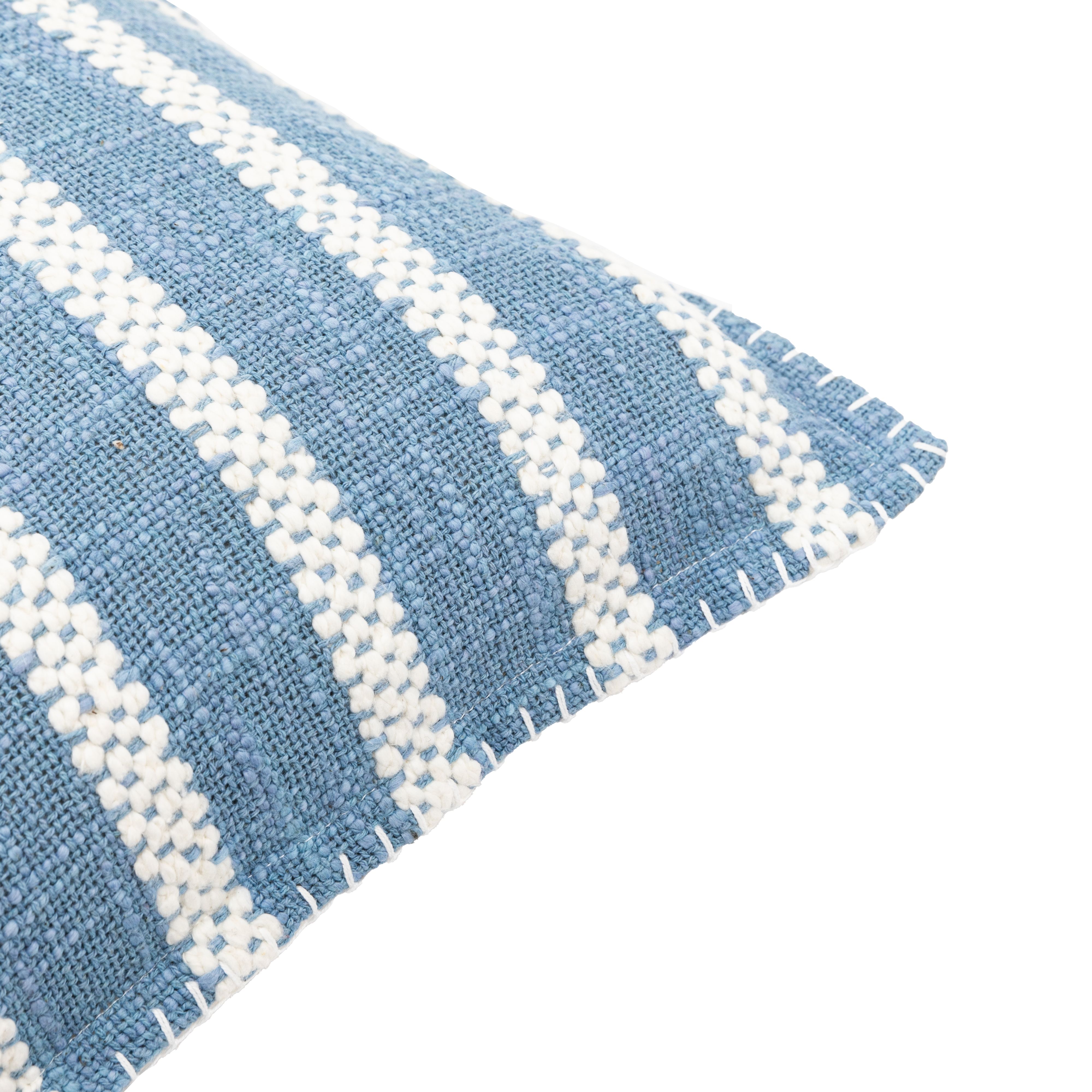 Blue & White Striped Indoor Cushion (L)45cm x (W)45cm
