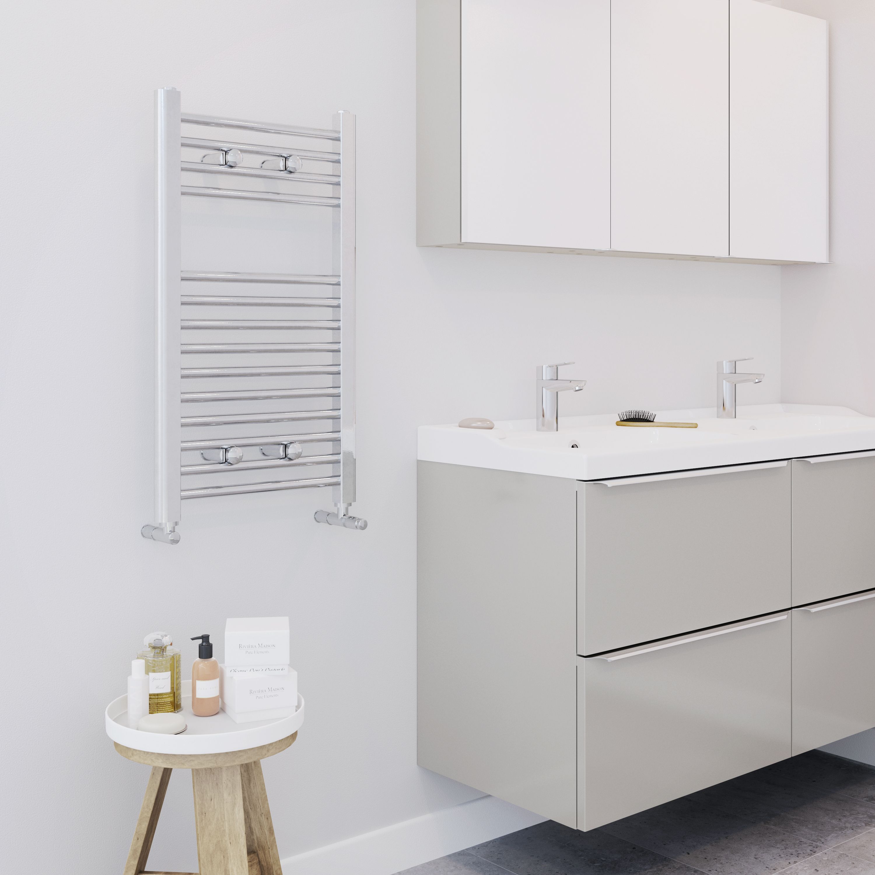 Blyss Chrome effect Flat Towel warmer (W)400mm x (H)700mm