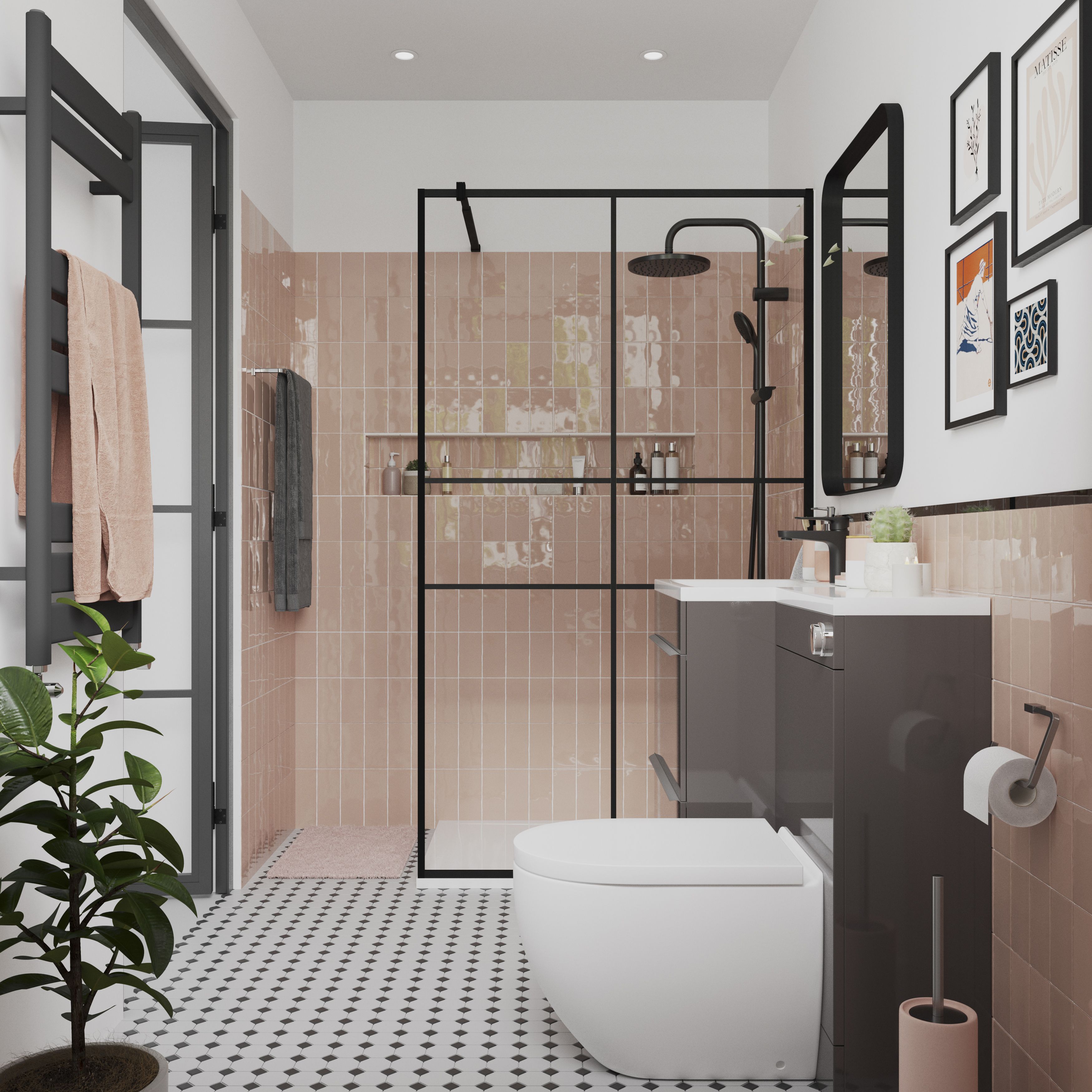 Blyss Ellesmere Anthracite Flat Towel warmer (W)450mm x (H)974mm