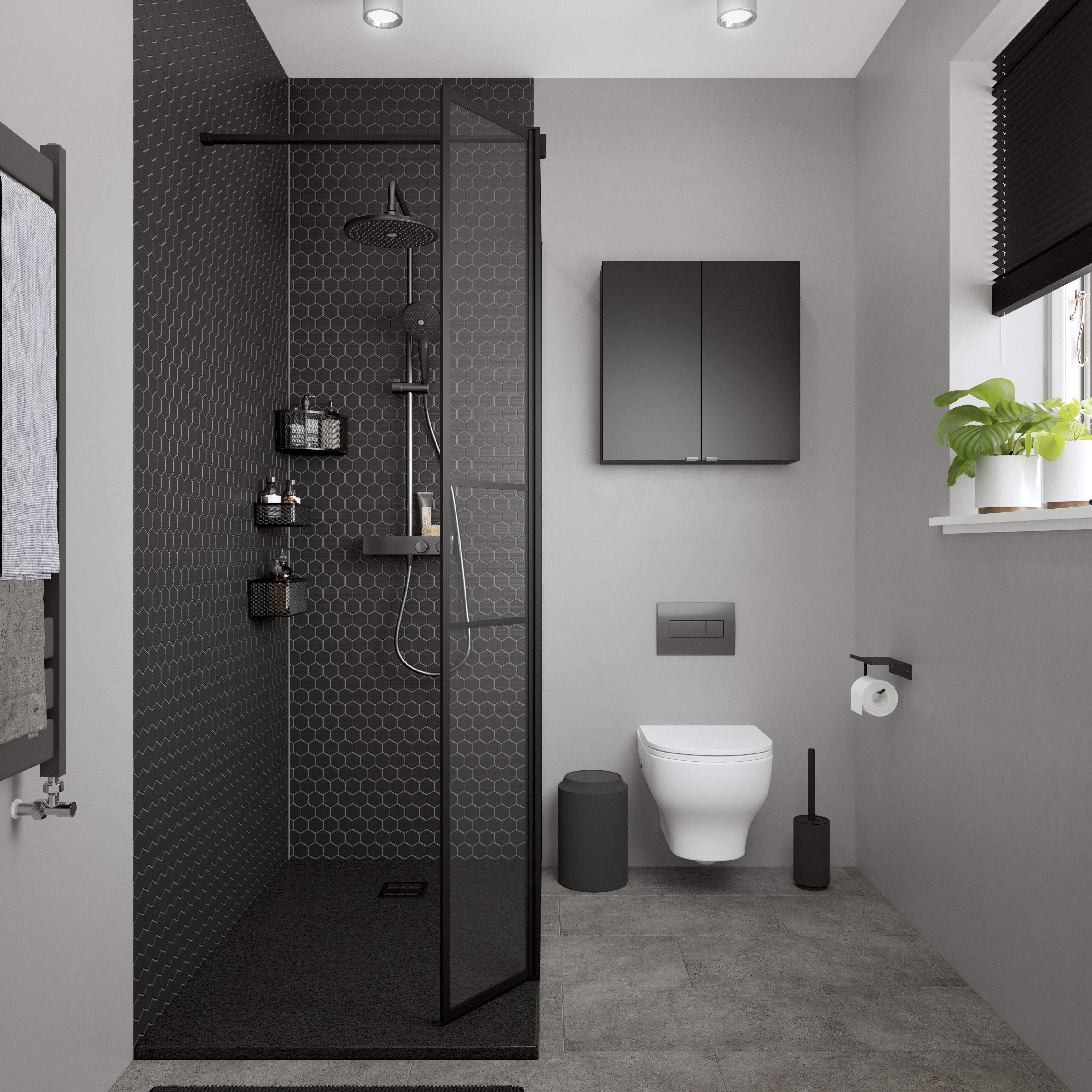 Blyss Ellesmere Anthracite Flat Towel warmer (W)450mm x (H)974mm