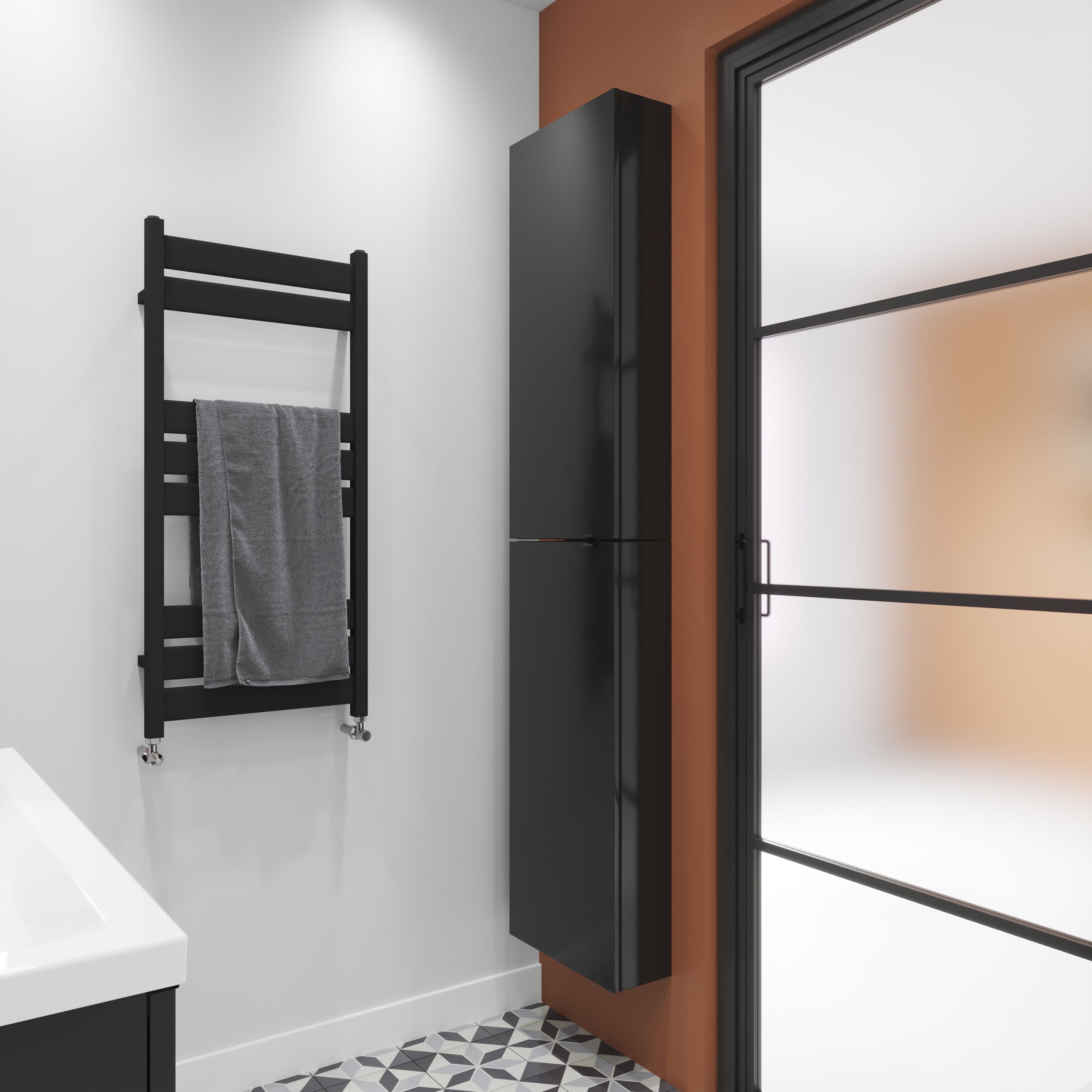 Blyss Ellesmere Anthracite Flat Towel warmer (W)450mm x (H)974mm