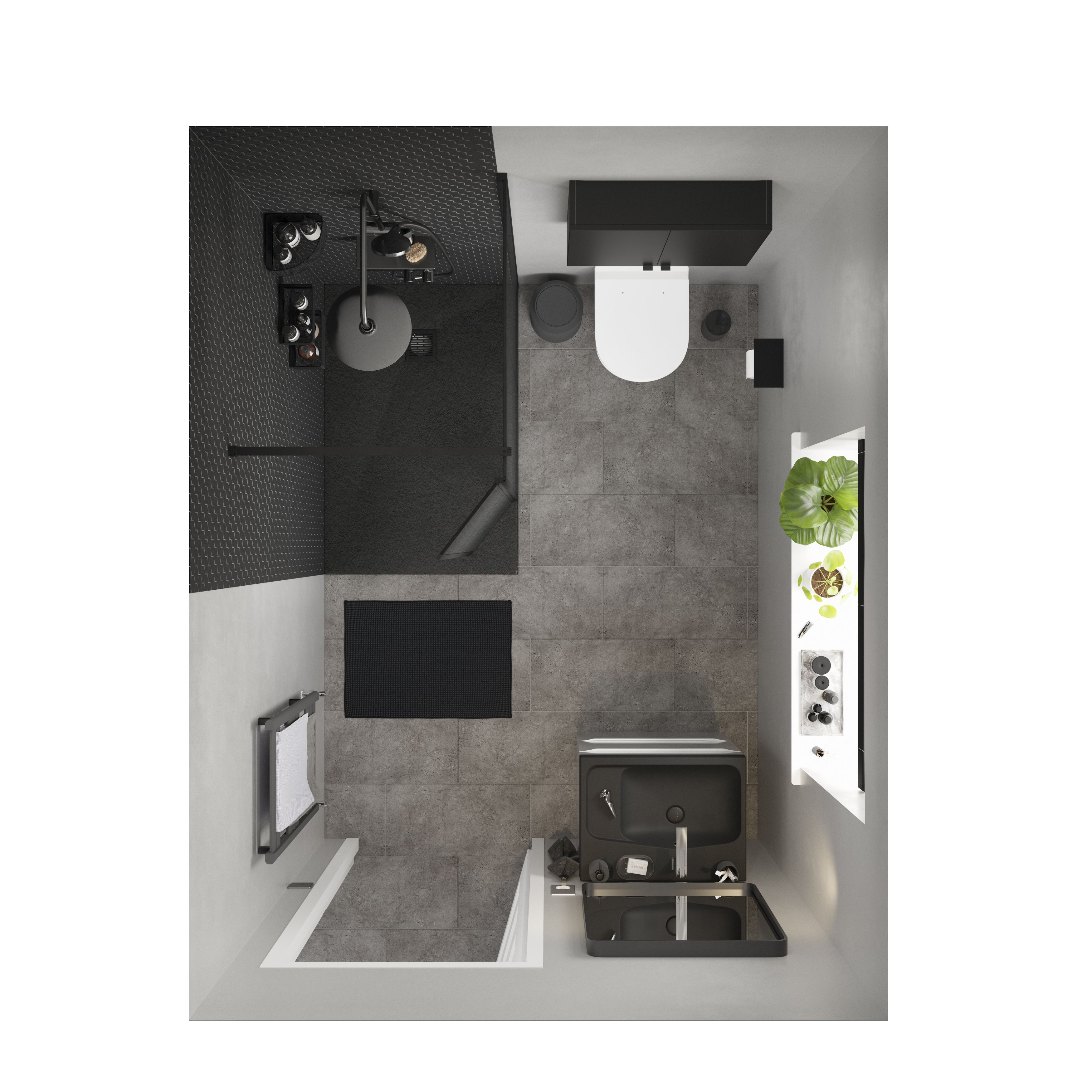 Blyss Ellesmere Anthracite Flat Towel warmer (W)450mm x (H)974mm