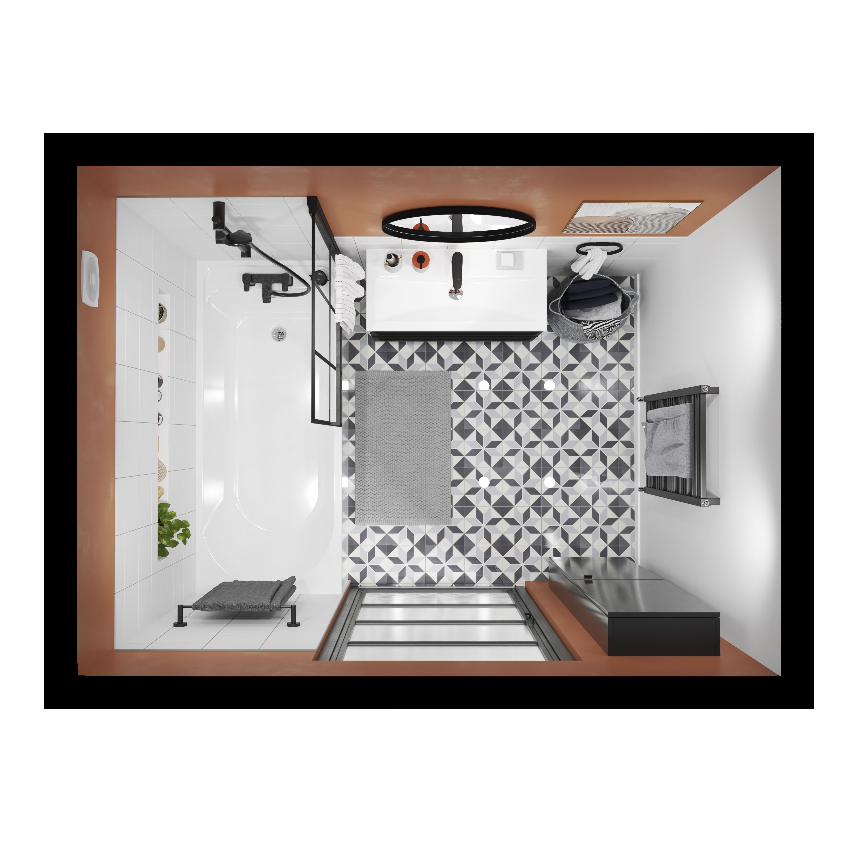 Blyss Ellesmere Anthracite Flat Towel warmer (W)450mm x (H)974mm
