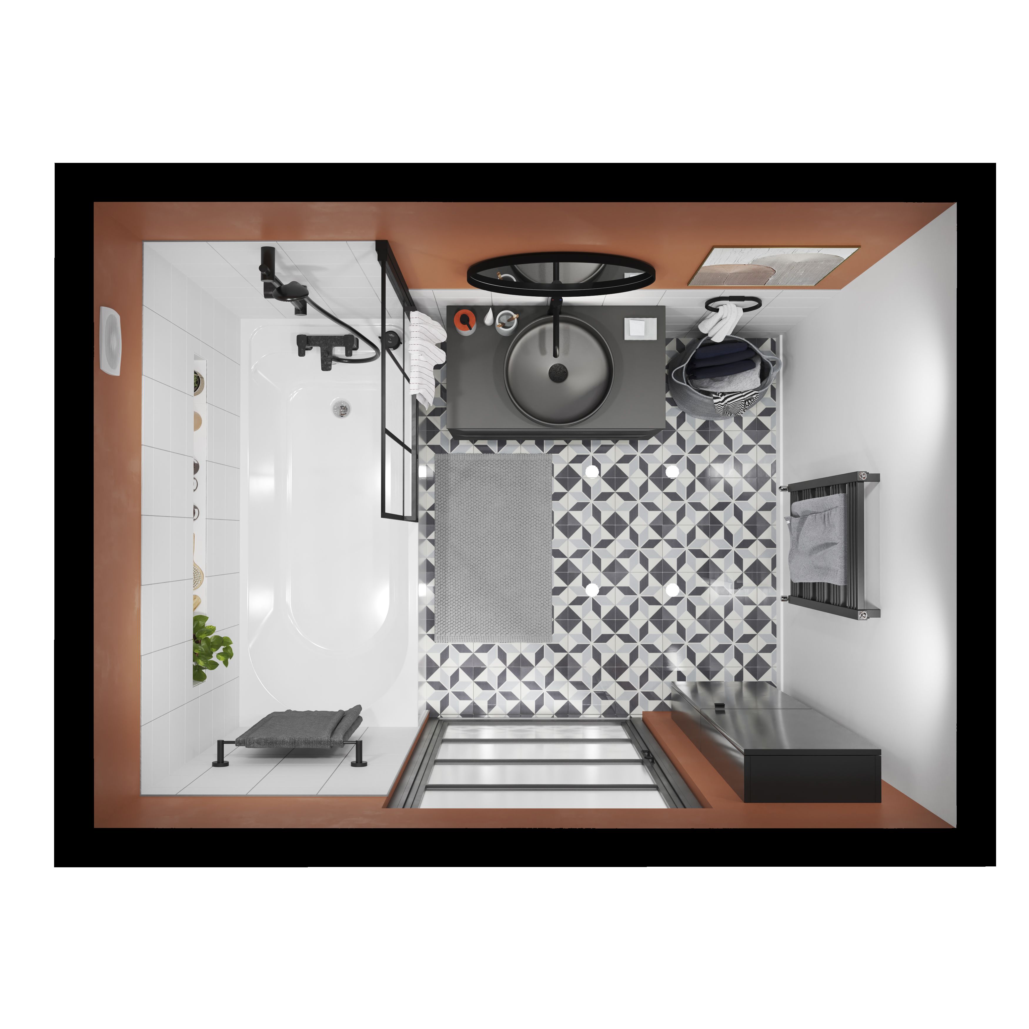 Blyss Ellesmere Anthracite Flat Towel warmer (W)450mm x (H)974mm