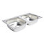 Bohm Inox Stainless steel 2 Bowl Sink 435mm x 780mm