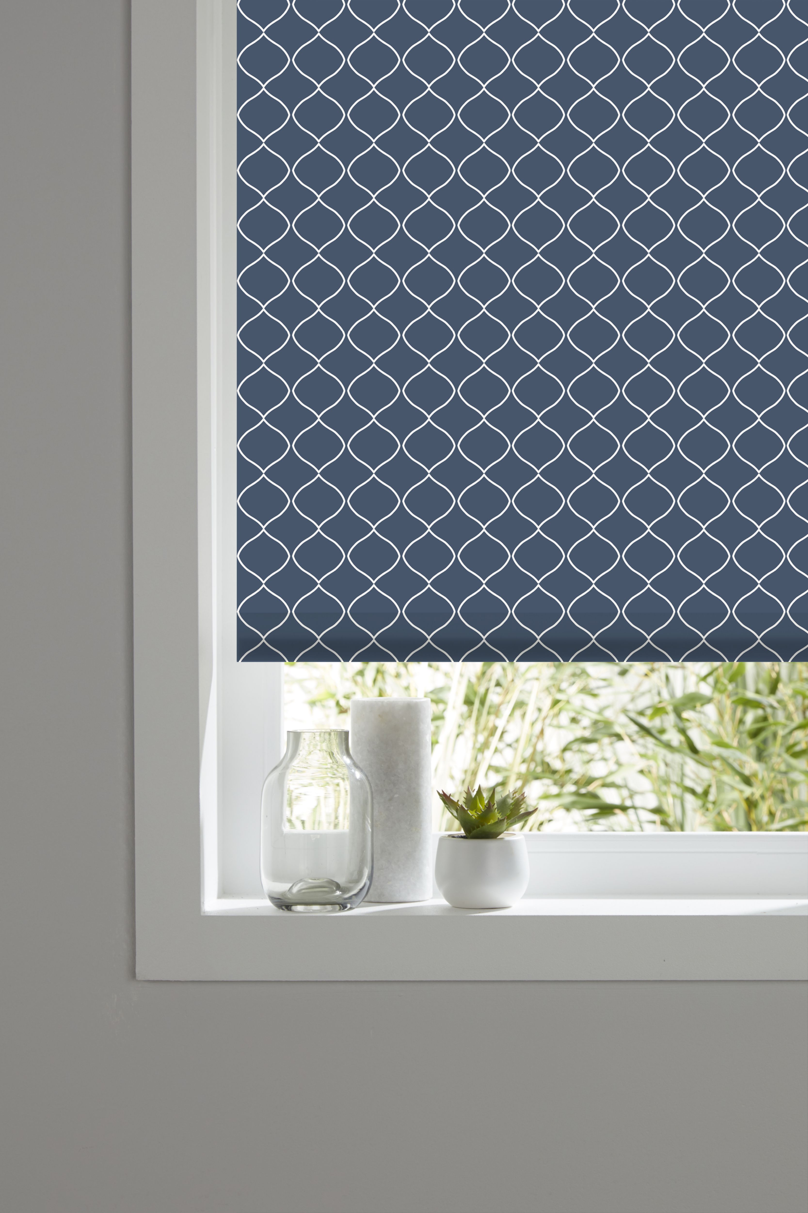 Boreas Corded Dark blue Diamond Blackout Roller blind (W)180cm (L)180cm