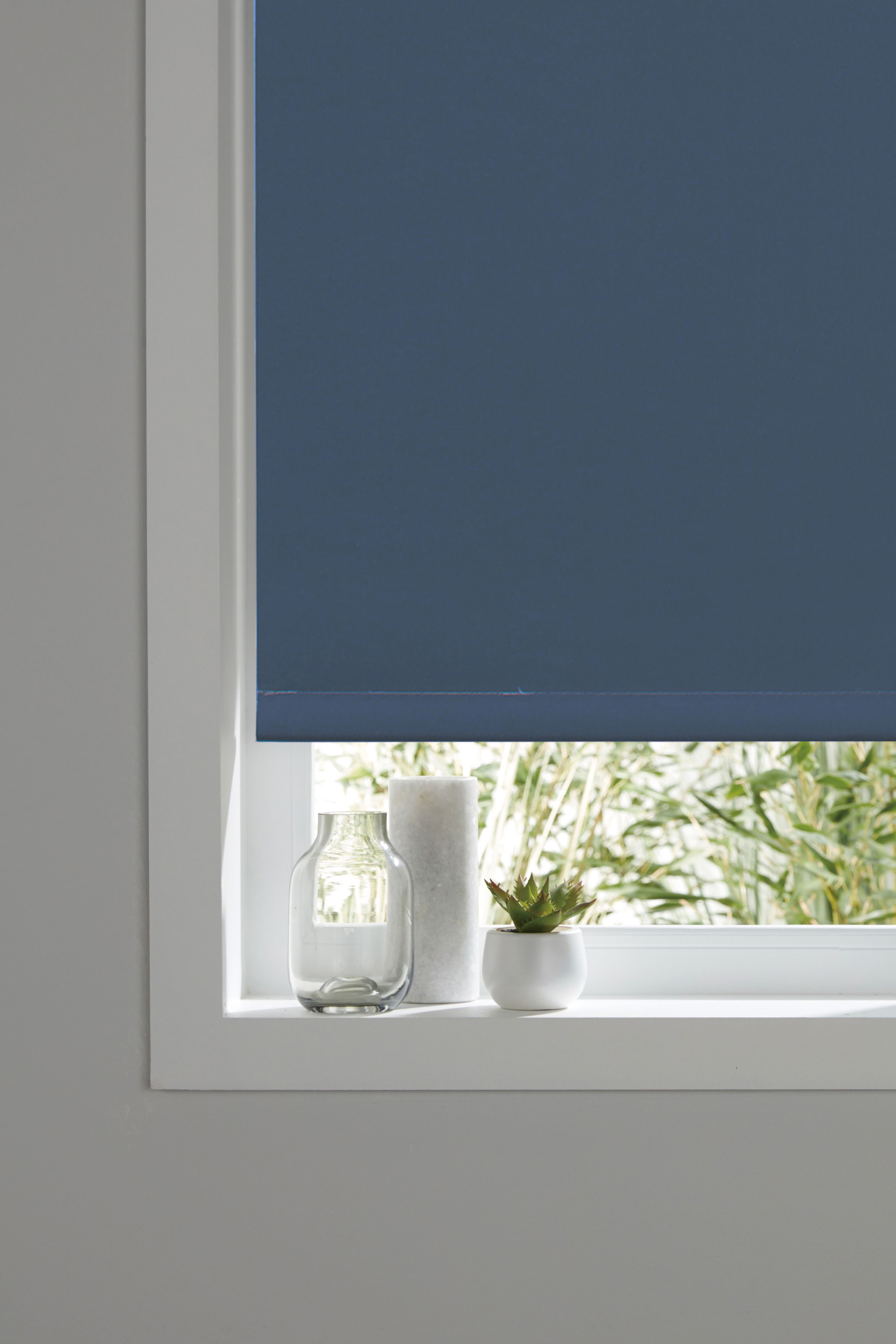 Boreas Corded Dark blue Plain Blackout Roller blind (W)160cm (L)180cm