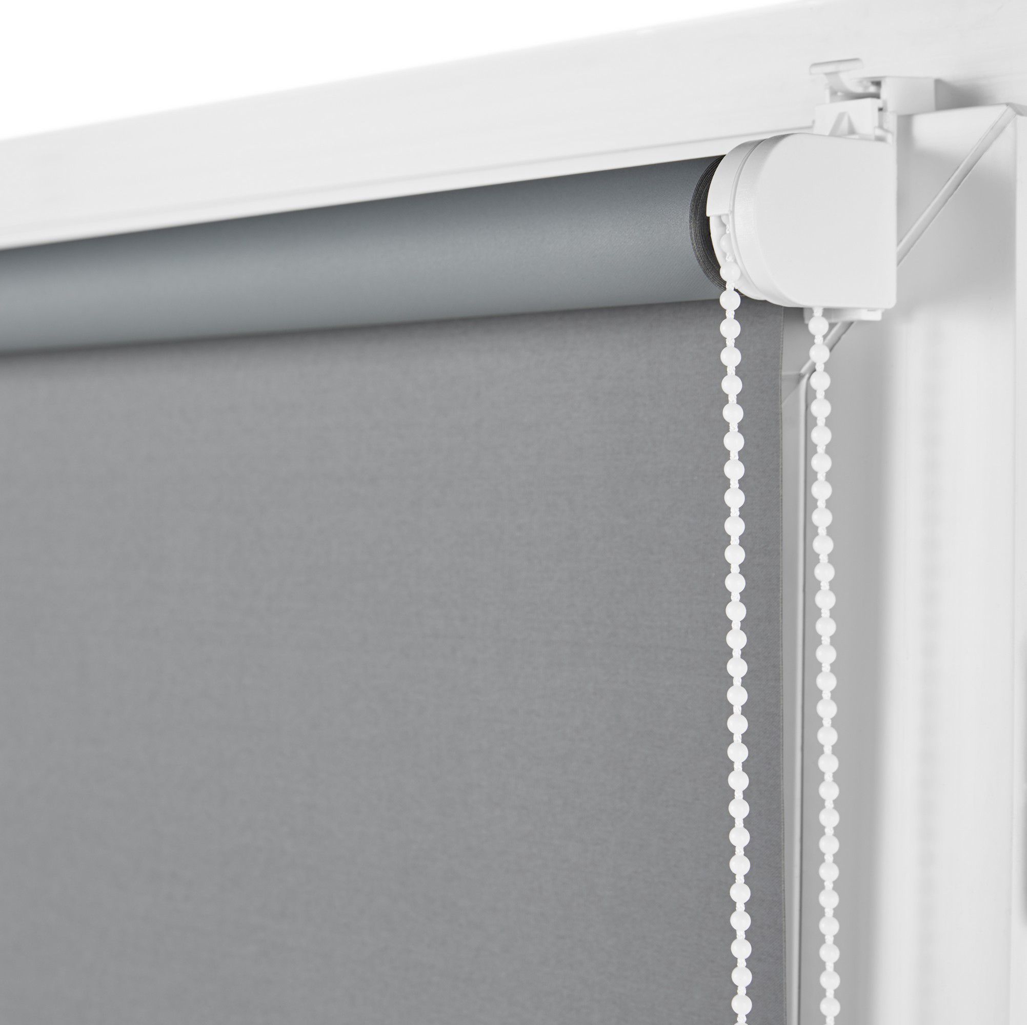 Boreas Corded Grey Plain Blackout Roller blind (W)90cm (L)180cm