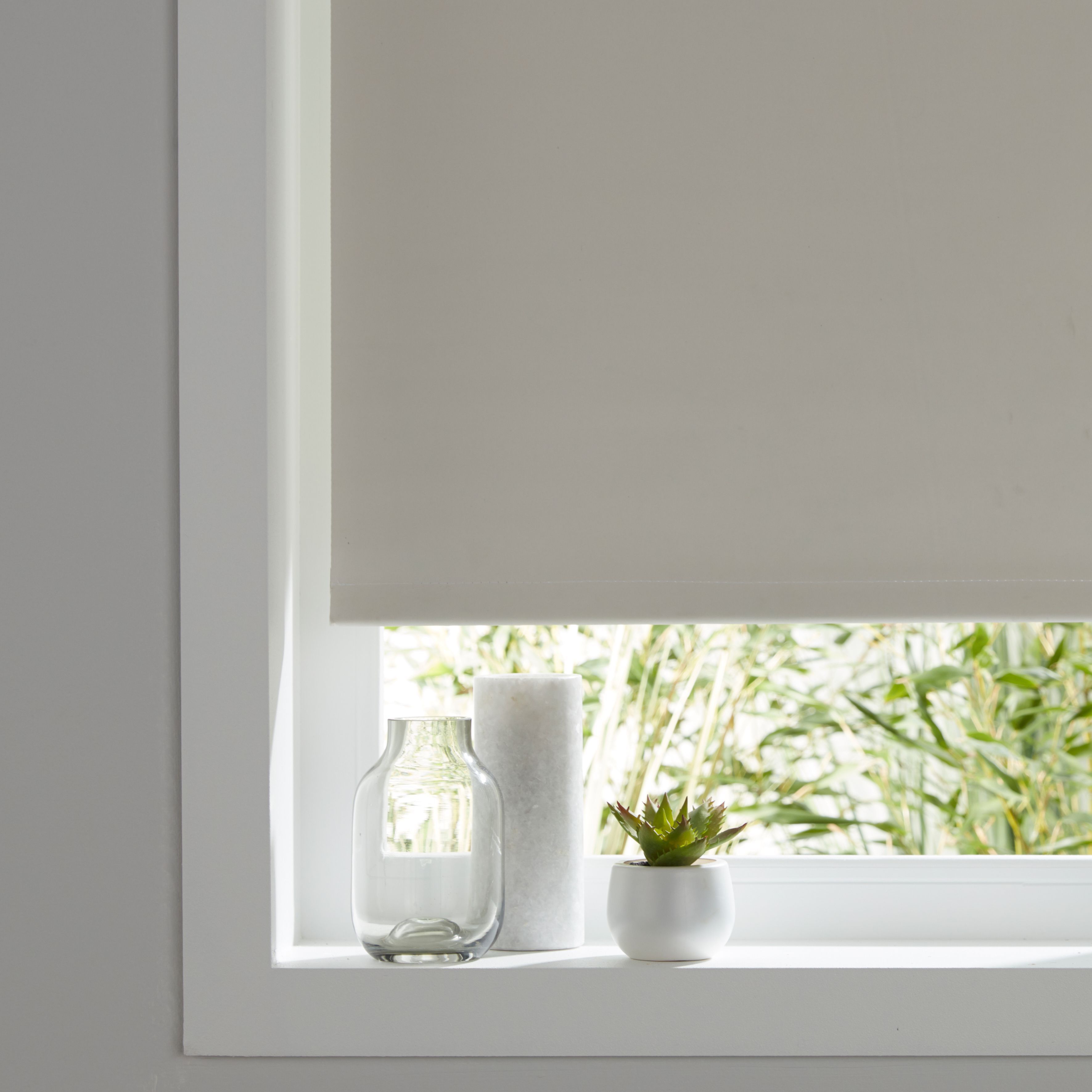Boreas Corded Ivory Plain Blackout Roller blind (W)120cm (L)180cm