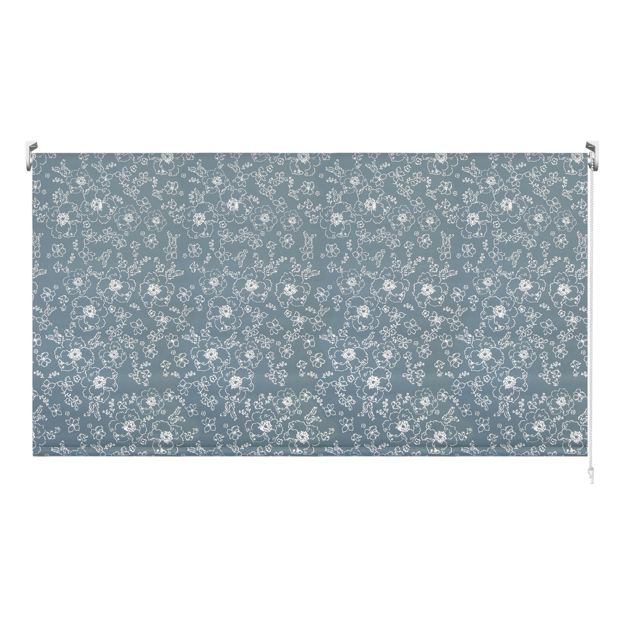 Boreas Corded Light blue Floral Blackout Roller blind (W)180cm (L)180cm