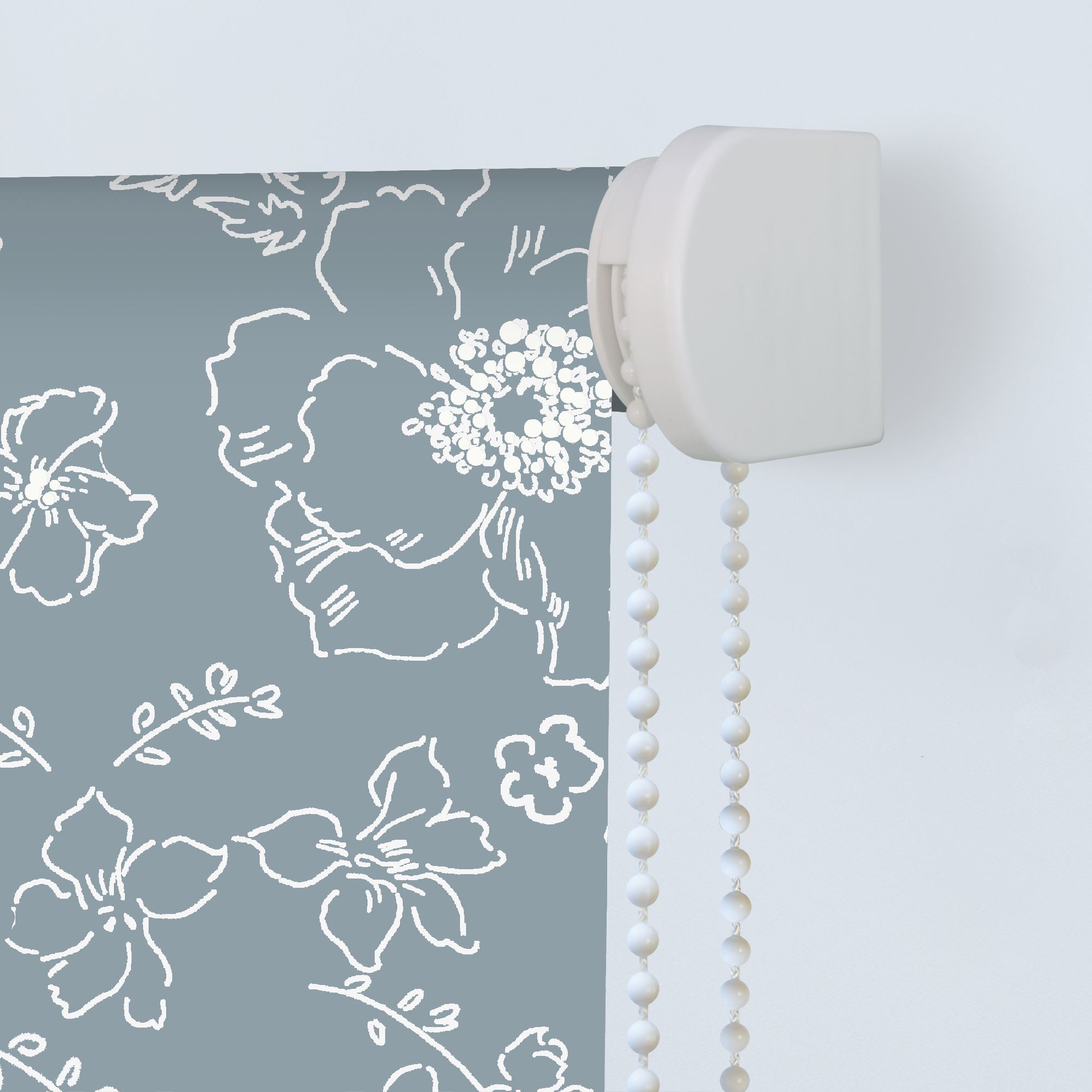 Boreas Corded Light blue Floral Blackout Roller blind (W)60cm (L)180cm