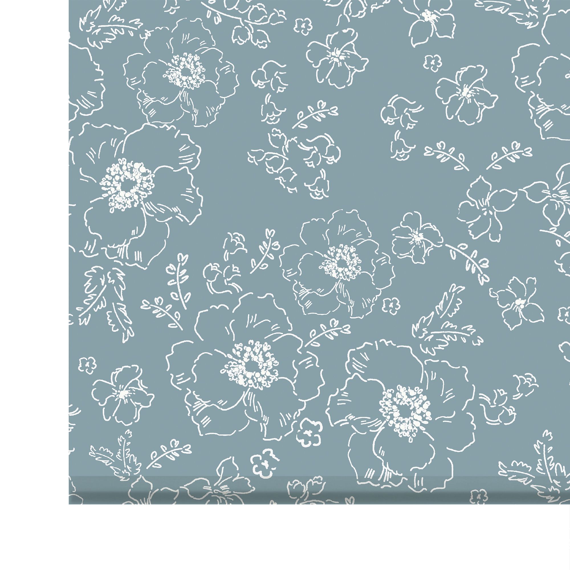 Boreas Corded Light blue Floral Blackout Roller blind (W)60cm (L)180cm