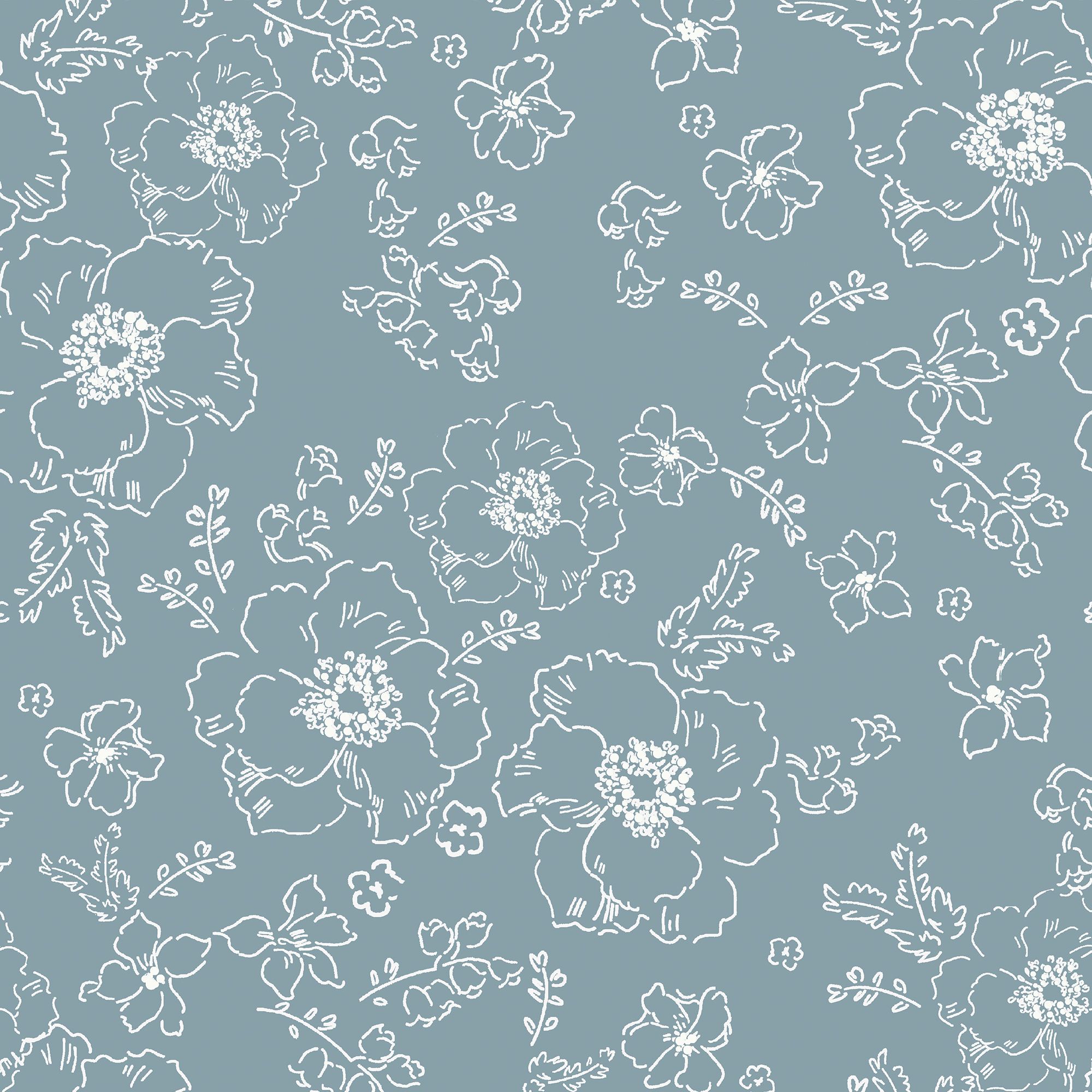 Boreas Corded Light blue Floral Blackout Roller blind (W)90cm (L)180cm
