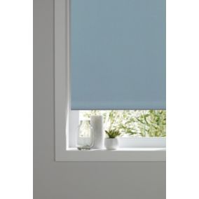 Boreas Corded Light blue Plain Blackout Roller blind (W)180cm (L)180cm