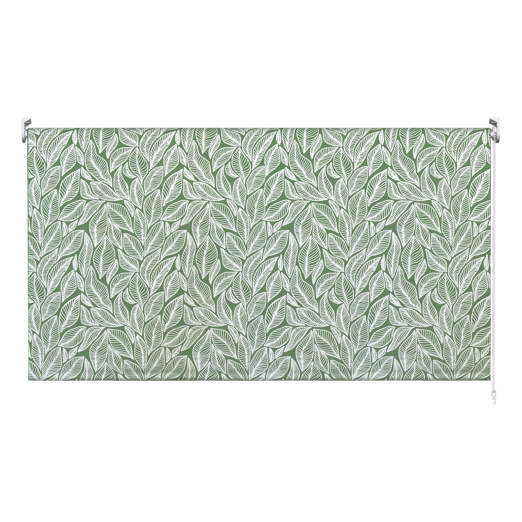 Boreas Corded Light green Leaves Blackout Roller blind (W)160cm (L)180cm