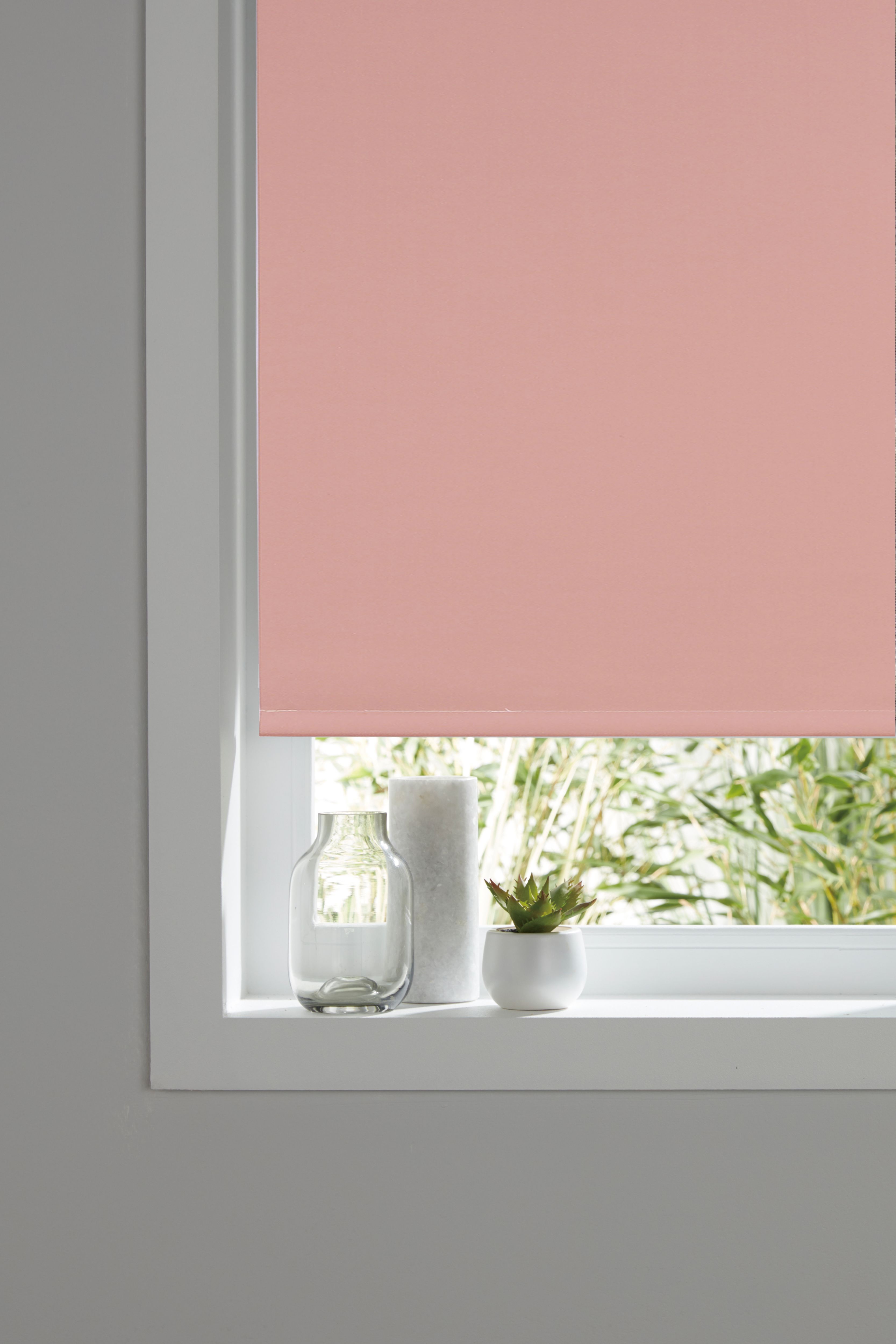 Boreas Corded Pink Plain Blackout Roller blind (W)120cm (L)180cm