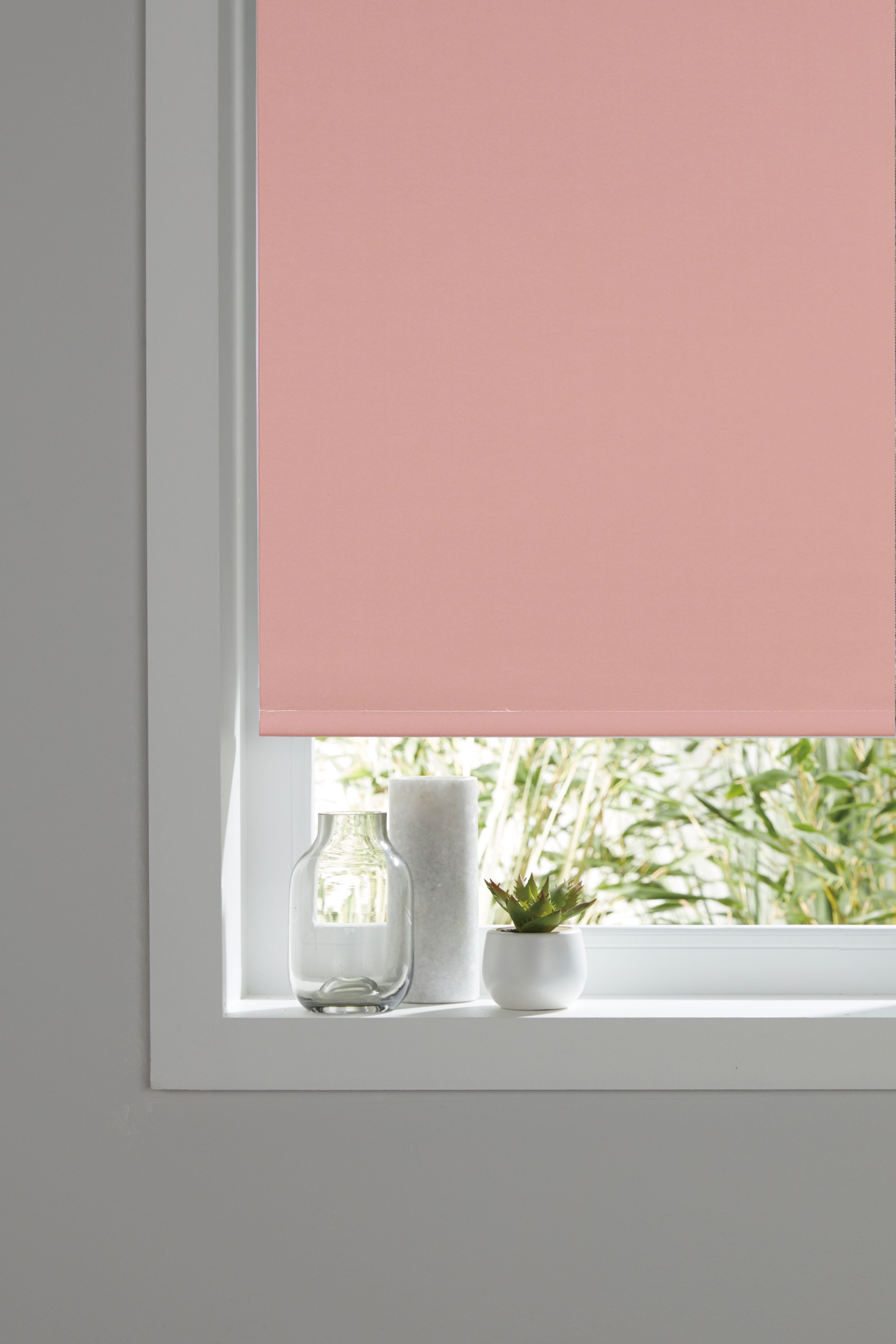 Boreas Corded Pink Plain Blackout Roller blind (W)160cm (L)180cm