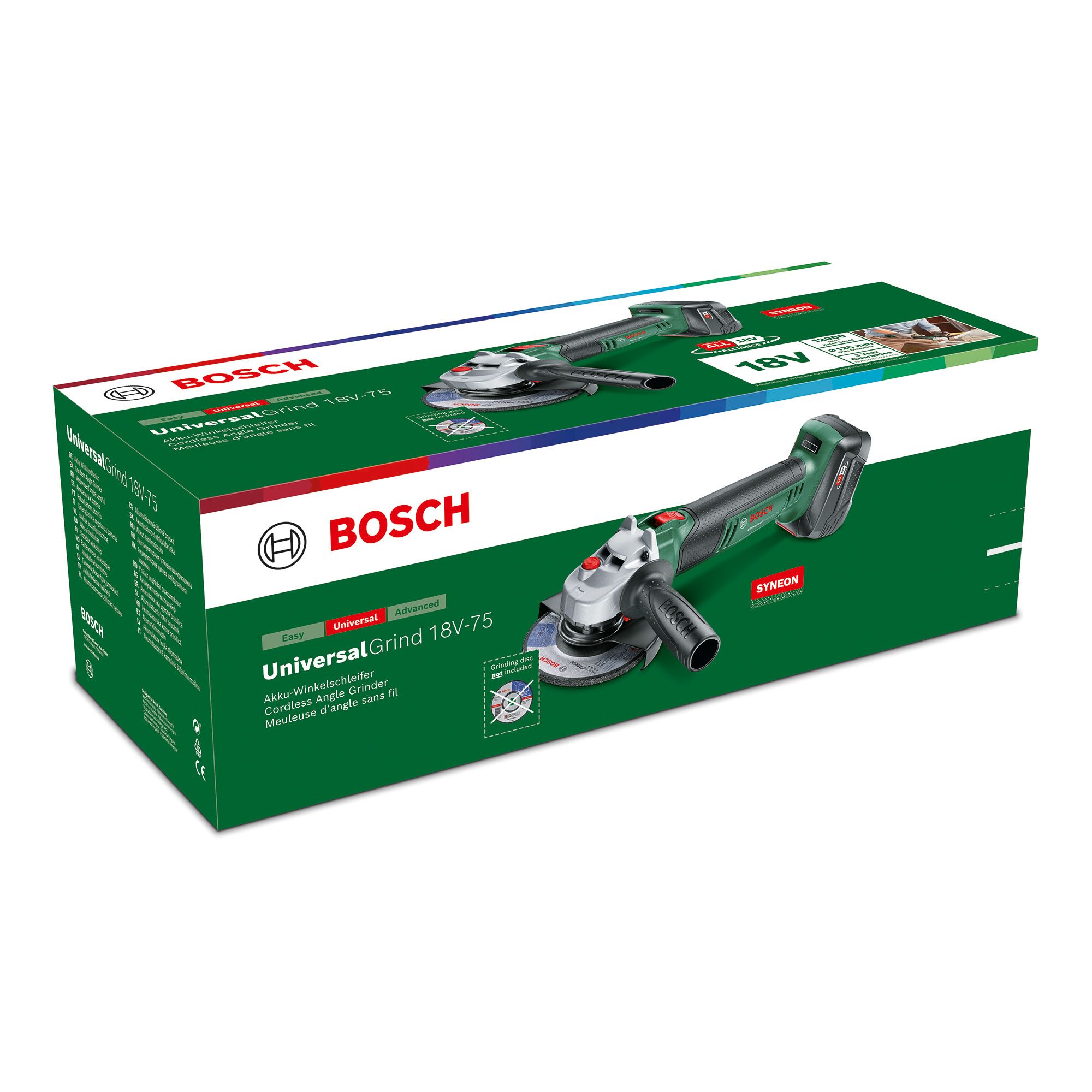 Bosch 18V 1 x 4 Li-ion One+ 115mm Cordless Angle grinder UniversalGrind 18V-75