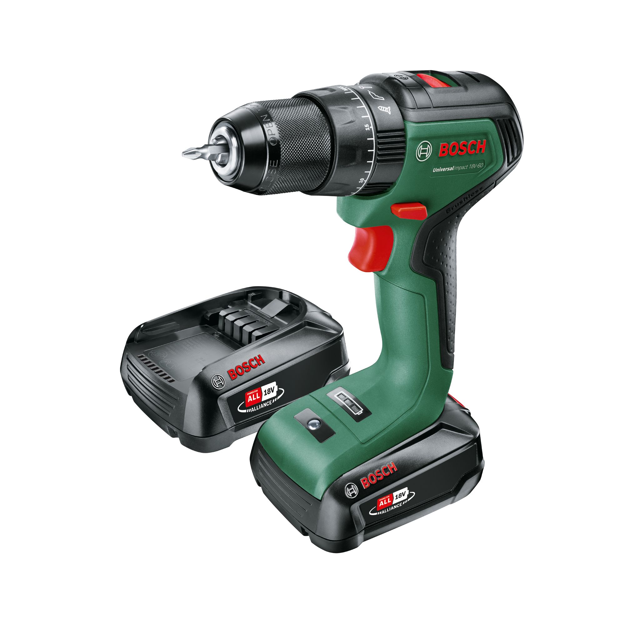 Bosch 18V 2 x 2 Li-ion Cordless Combi drill UniversalImpact 18V-60