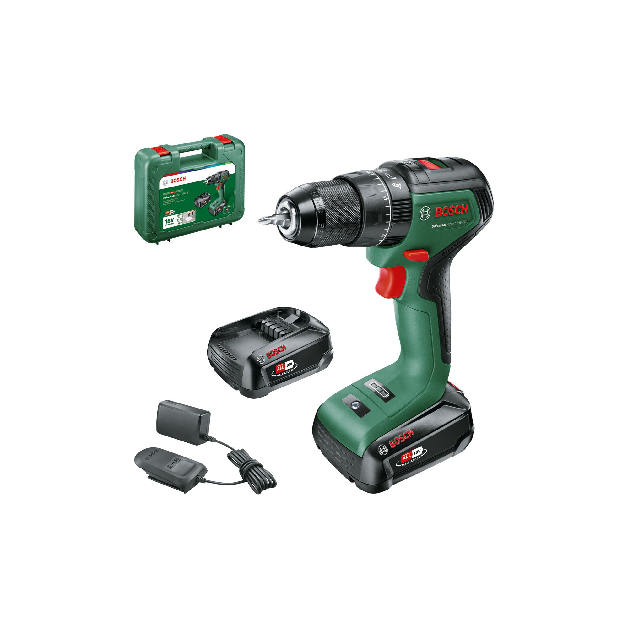 Bosch 18V 2 x 2 Li-ion Cordless Combi drill UniversalImpact 18V-60