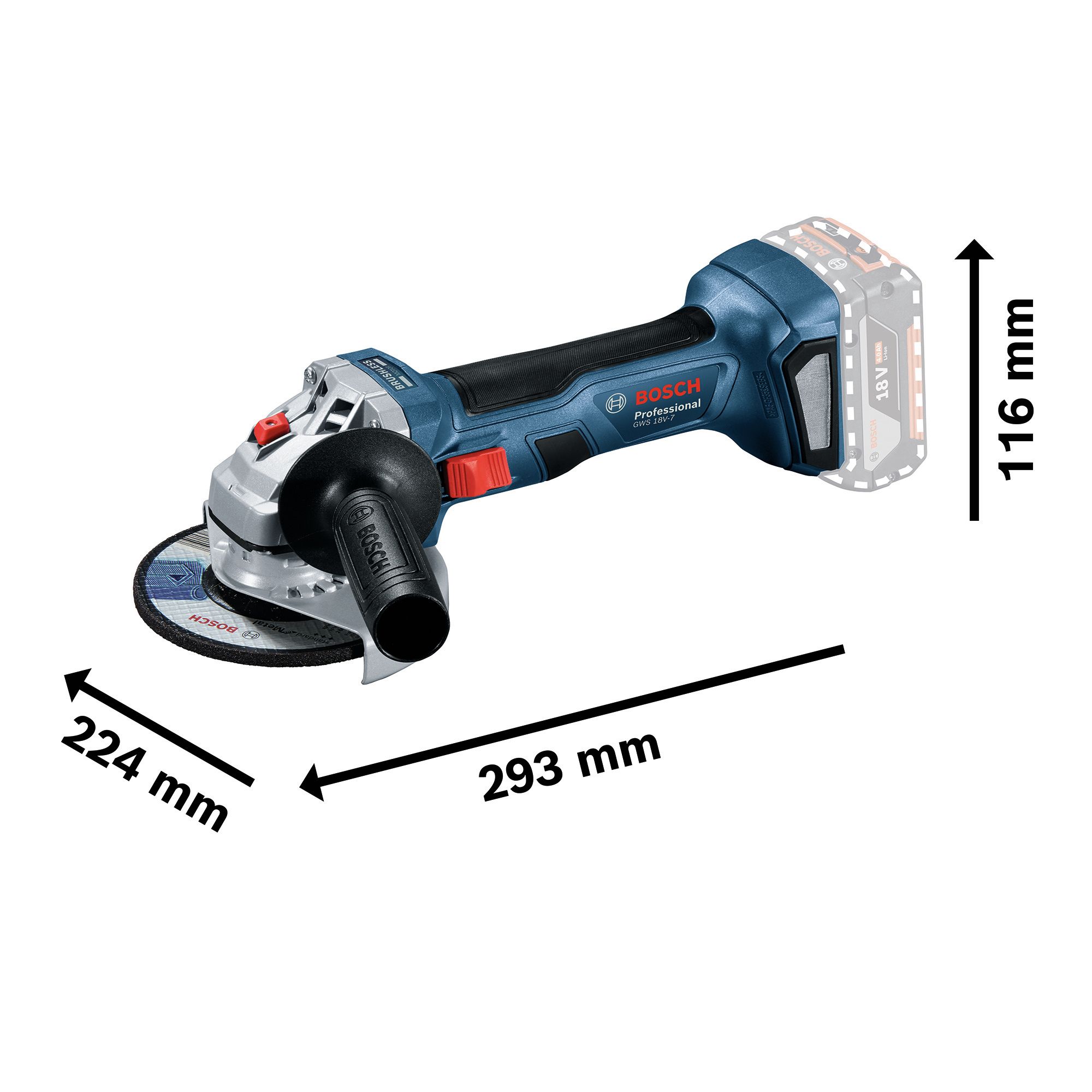 Bosch 18V Coolpack 115mm Cordless Angle grinder GWS 18V 7 115MM - Bare unit