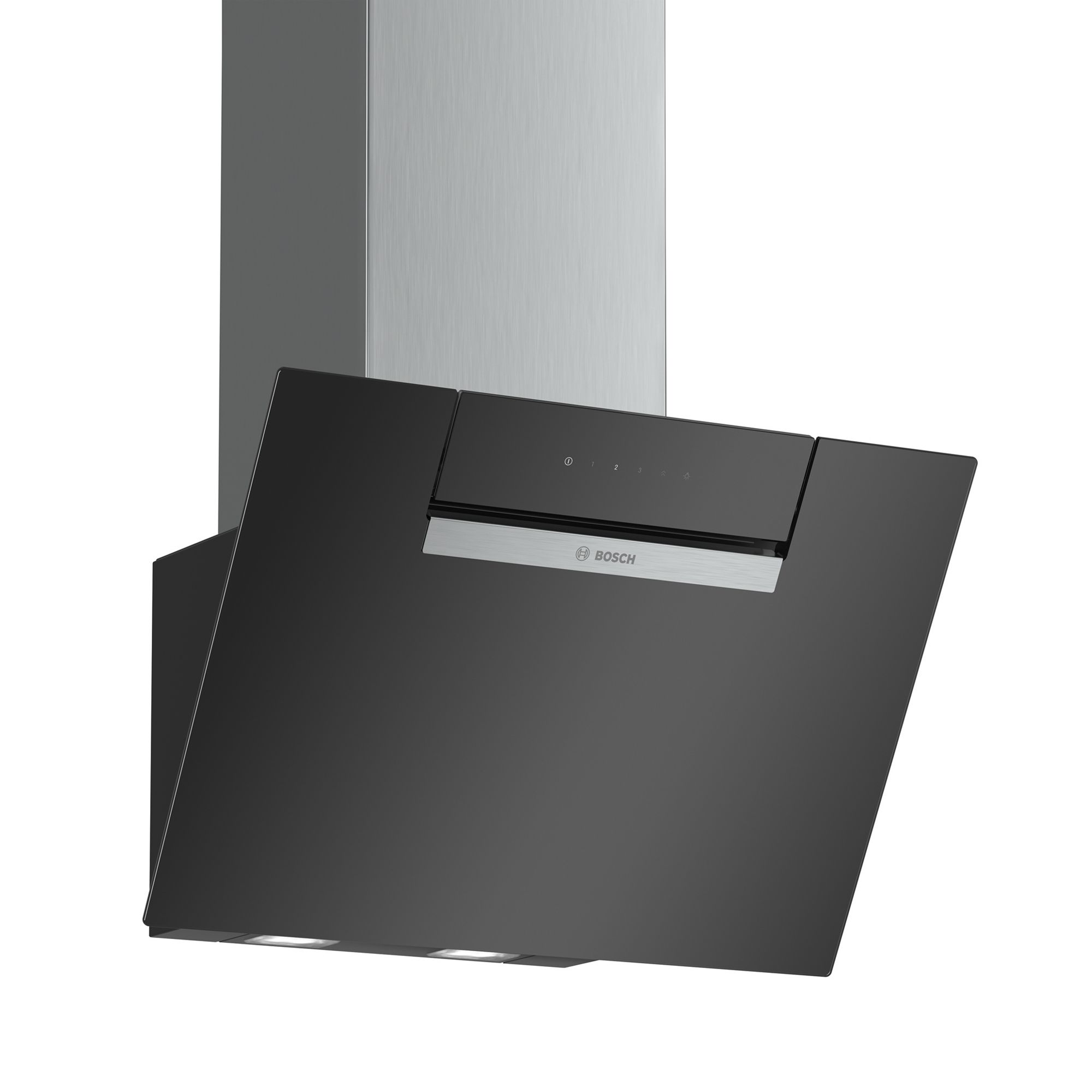 Bosch DWK67EM60B Black Glass & stainless steel Angled Cooker hood, (W