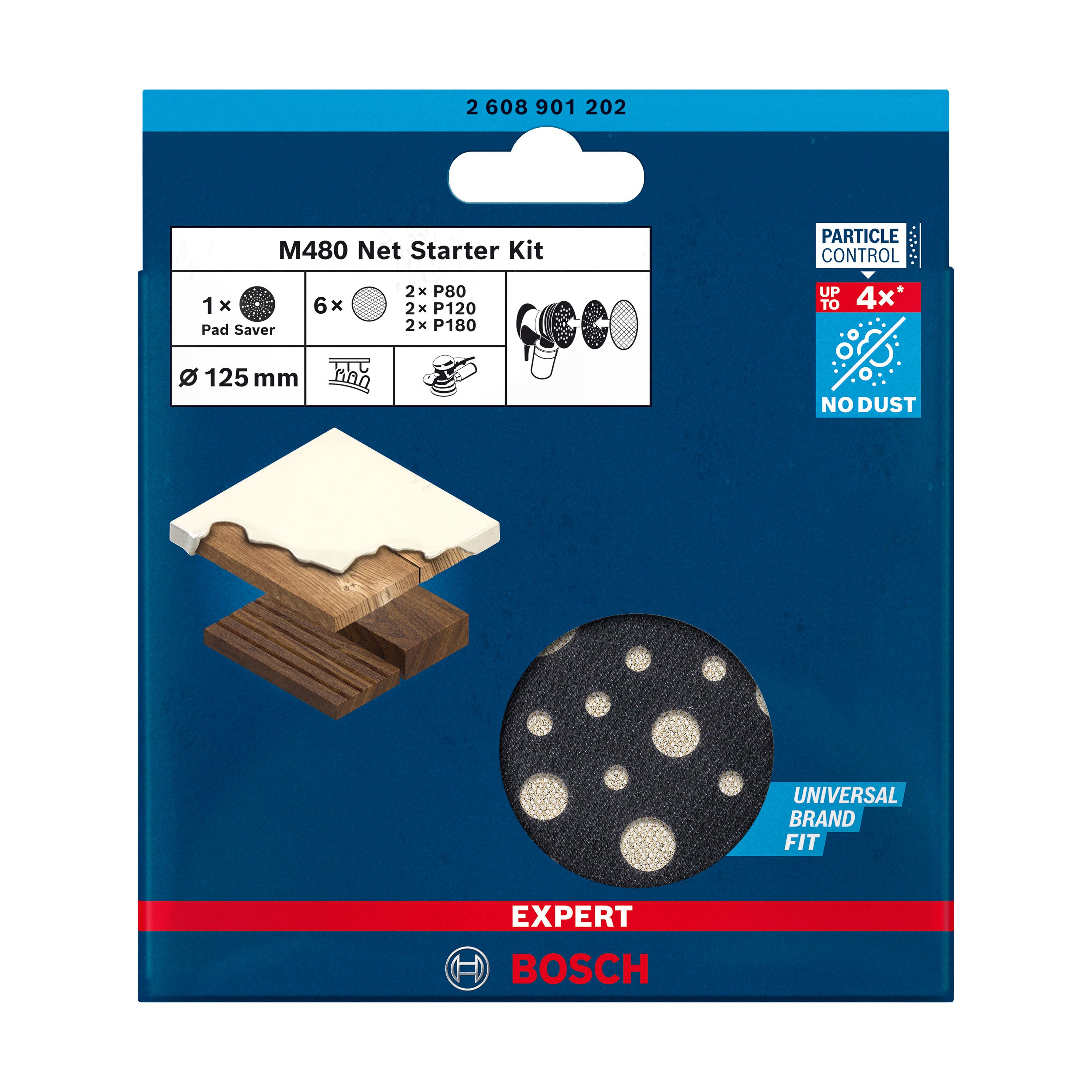 Bosch Expert Mixed grit Punched Orbital sanding sheet set (L)125mm (W)125mm, Pack of 6