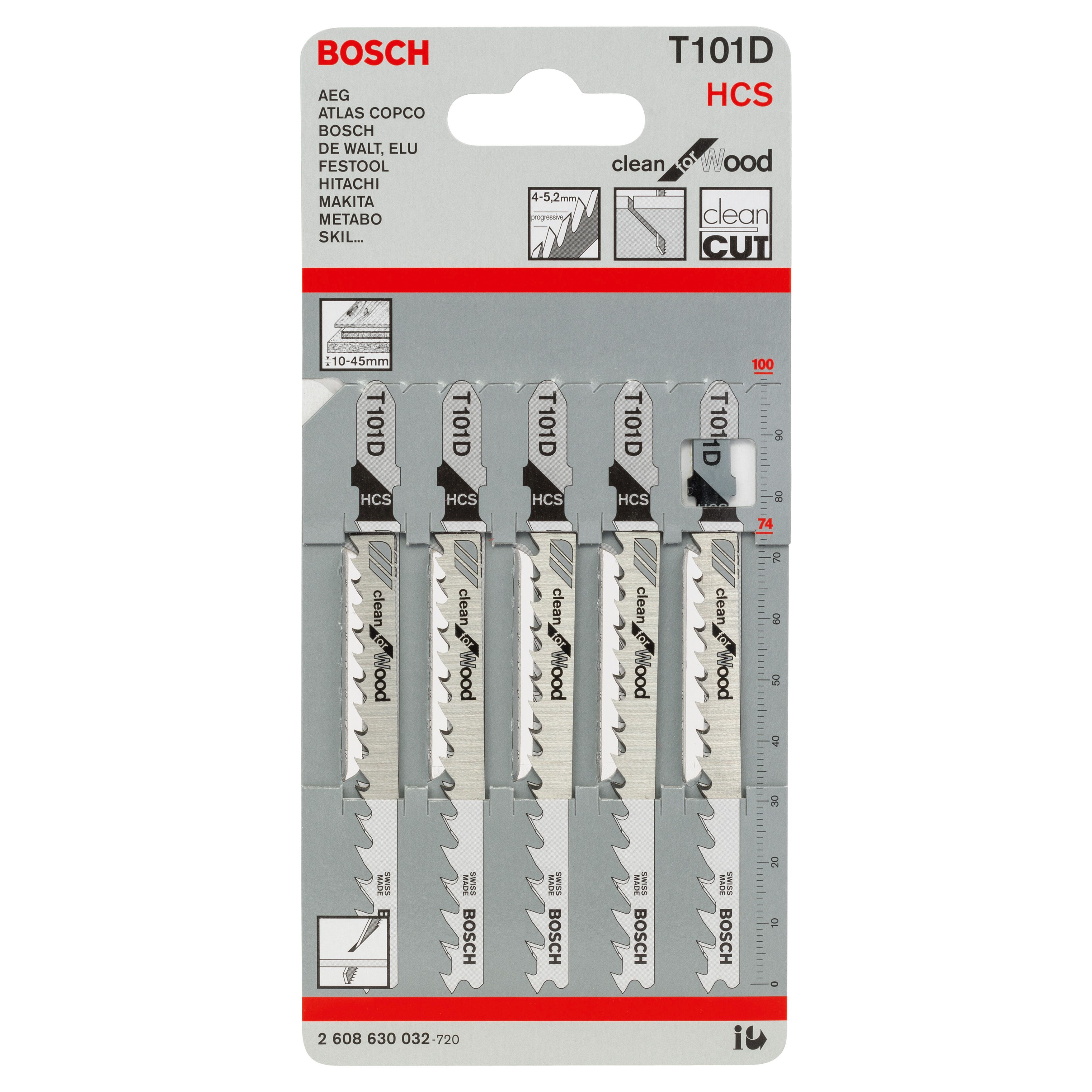 Bosch Jigsaw blade T101D (L)74mm, Pack of 5