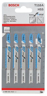 Bosch Jigsaw blade T118A (L)92mm, Set of 5