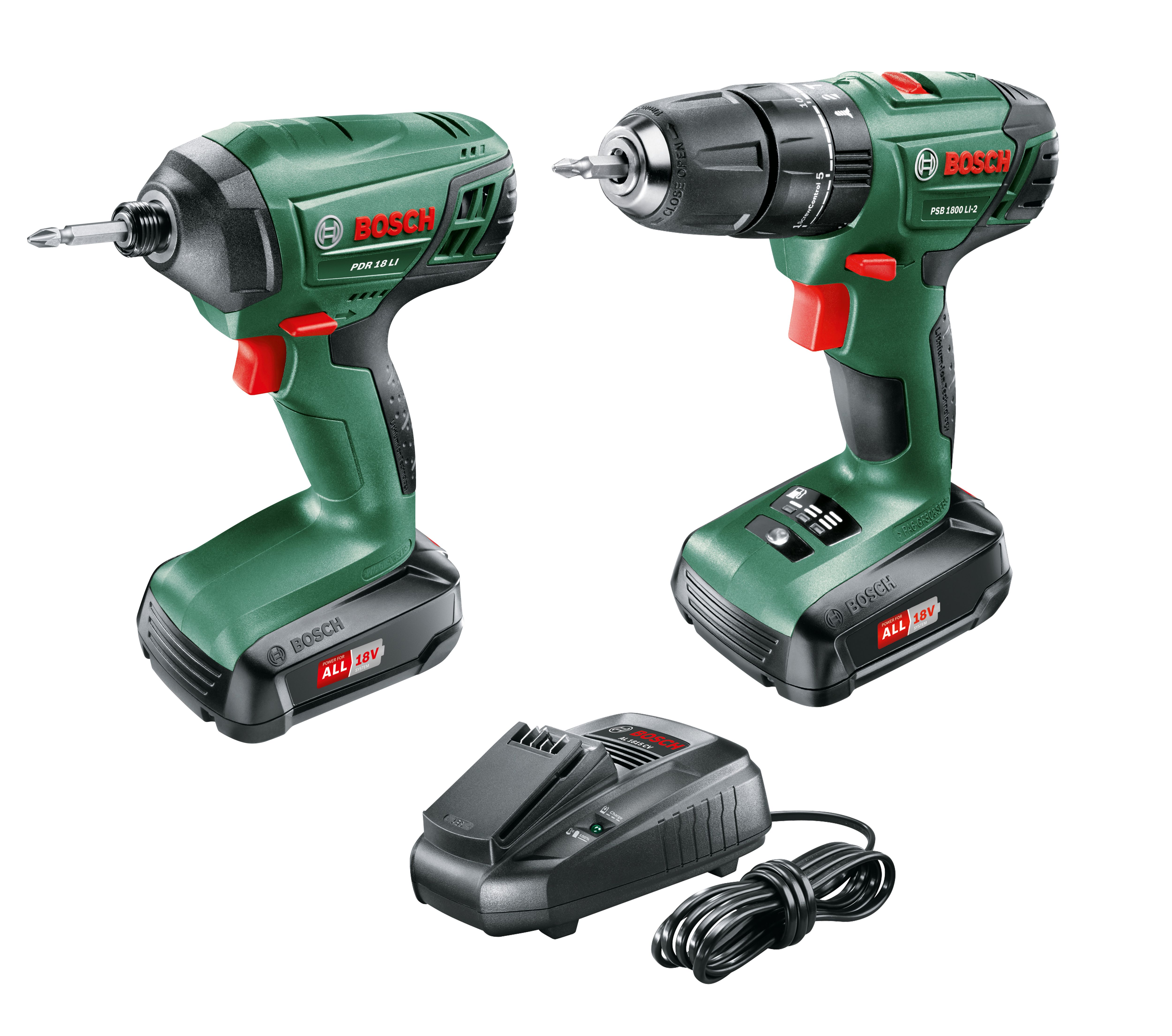 Bosch Power 4 all 18V 1.5Ah Li-ion Cordless Combi drill & impact driver ...