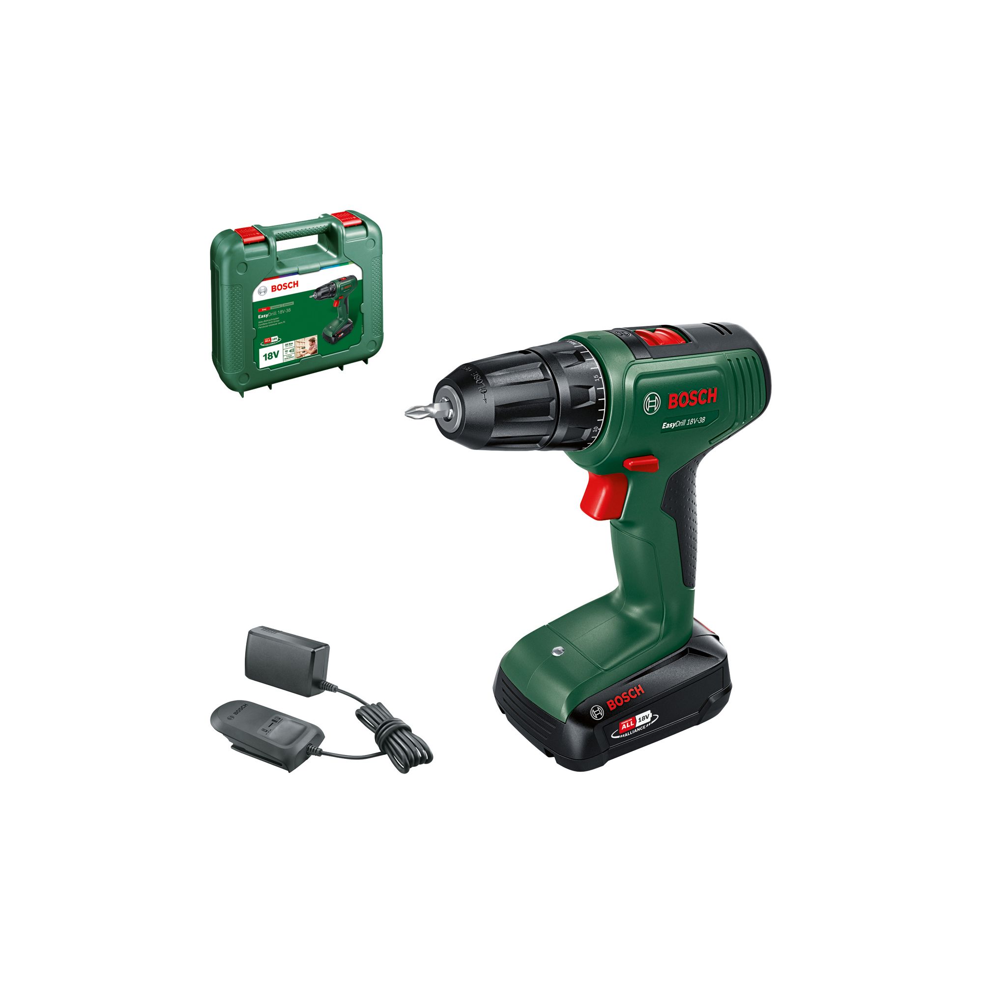 Bosch Power For All 18v Li-ion Cordless Drill Driver (1 X 2ah 