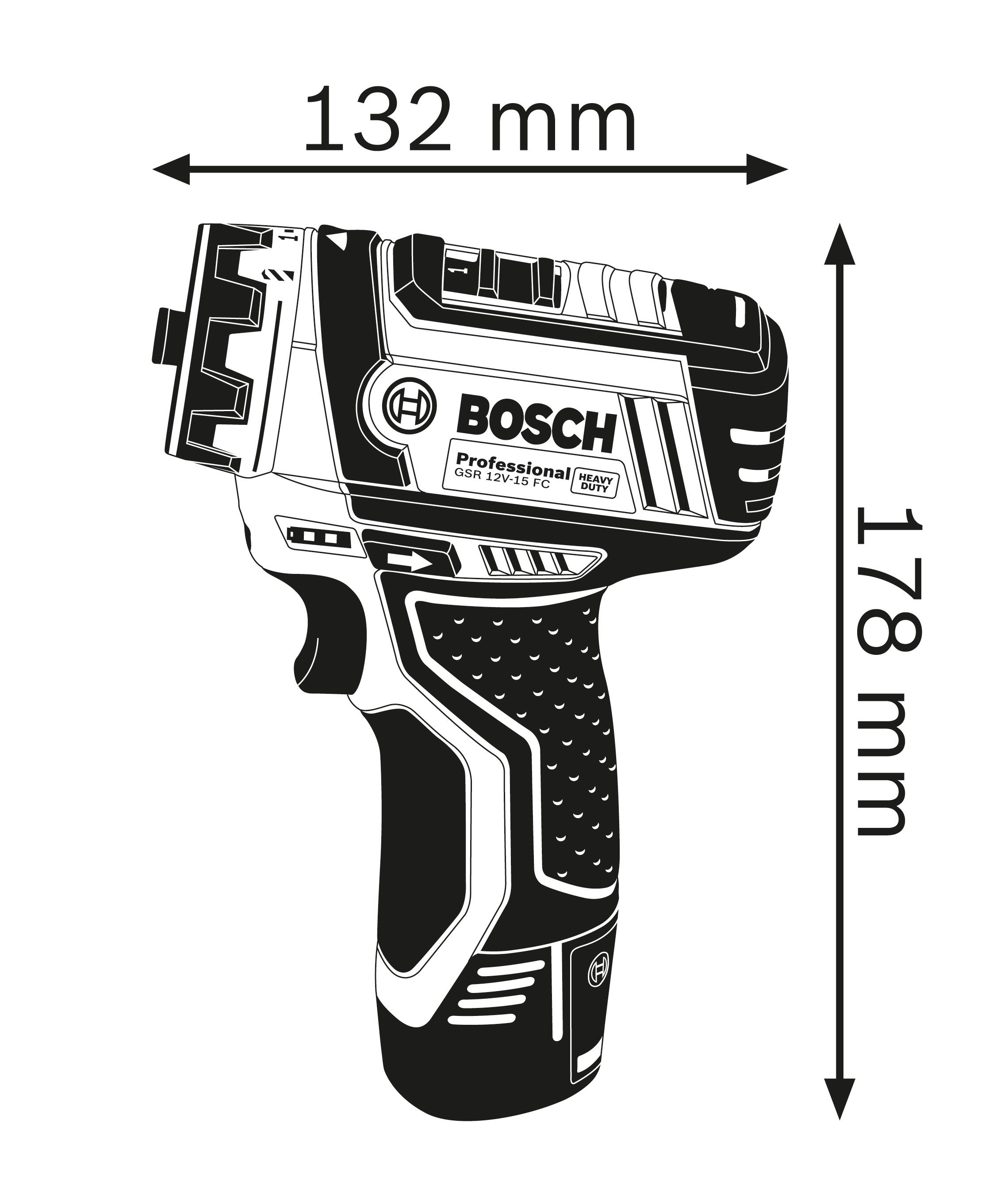 Bosch Professional 12V Li-ion Cordless Drill driver (2 x 2Ah) - GSR 12V-15 FC
