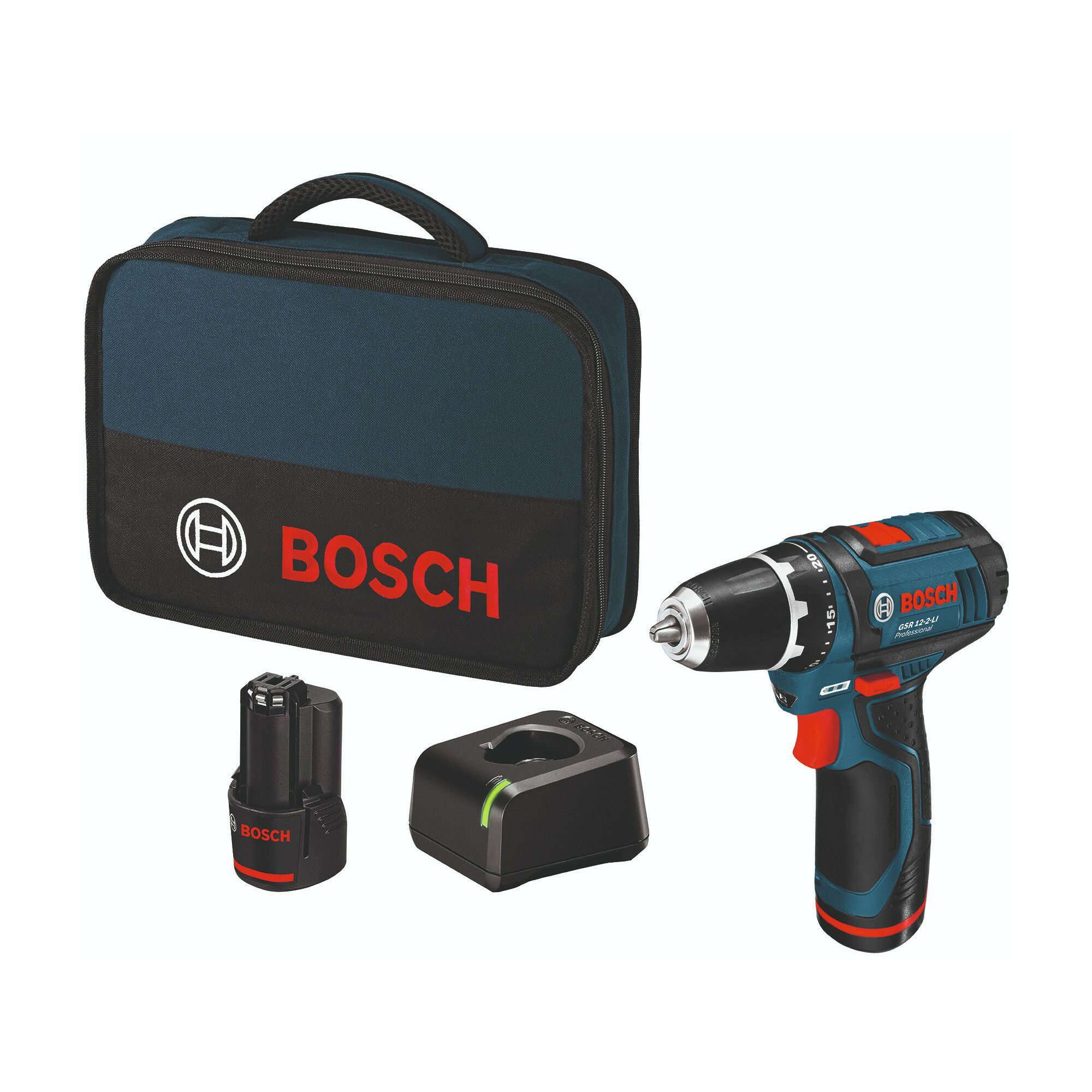 Bosch Professional 12V Li-ion Cordless Drill driver (2 x 2Ah) - GSR 12V-15