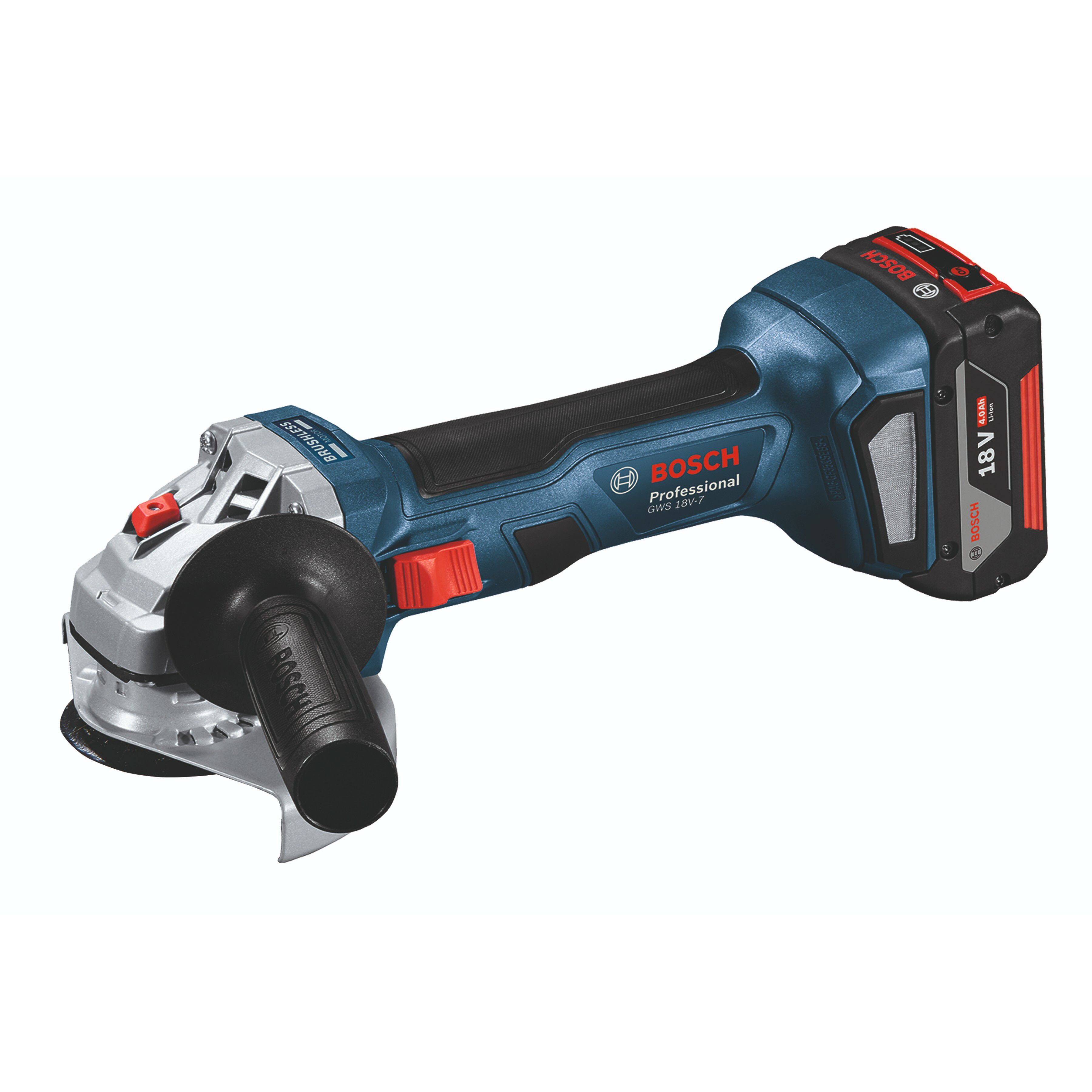 Bosch Professional 18V 2 x 4Ah Li-ion Coolpack 115mm Cordless Angle grinder GWS 18V-7