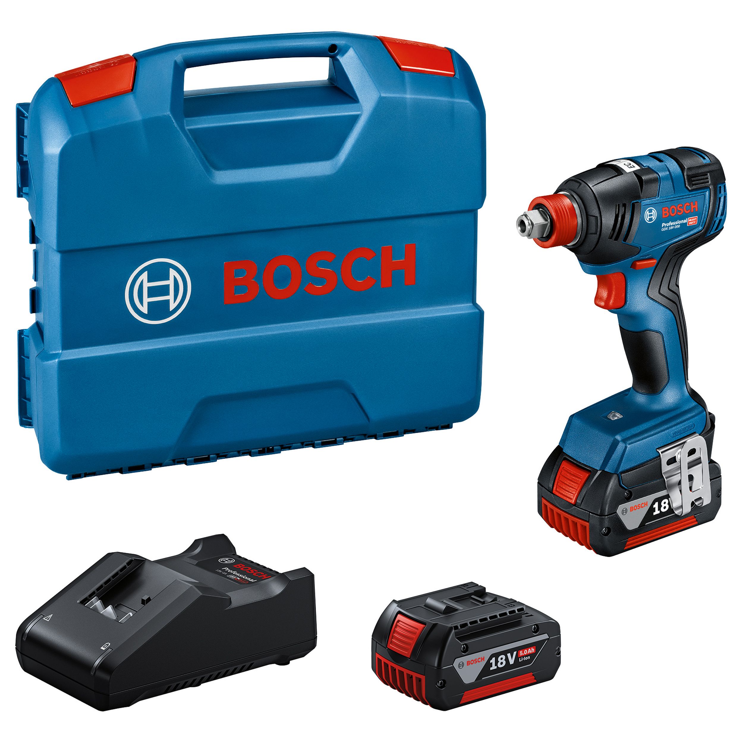 Bosch Professional 18V Li-ion Brushless Cordless Impact driver (2 x 5Ah) - GDX 18V 200